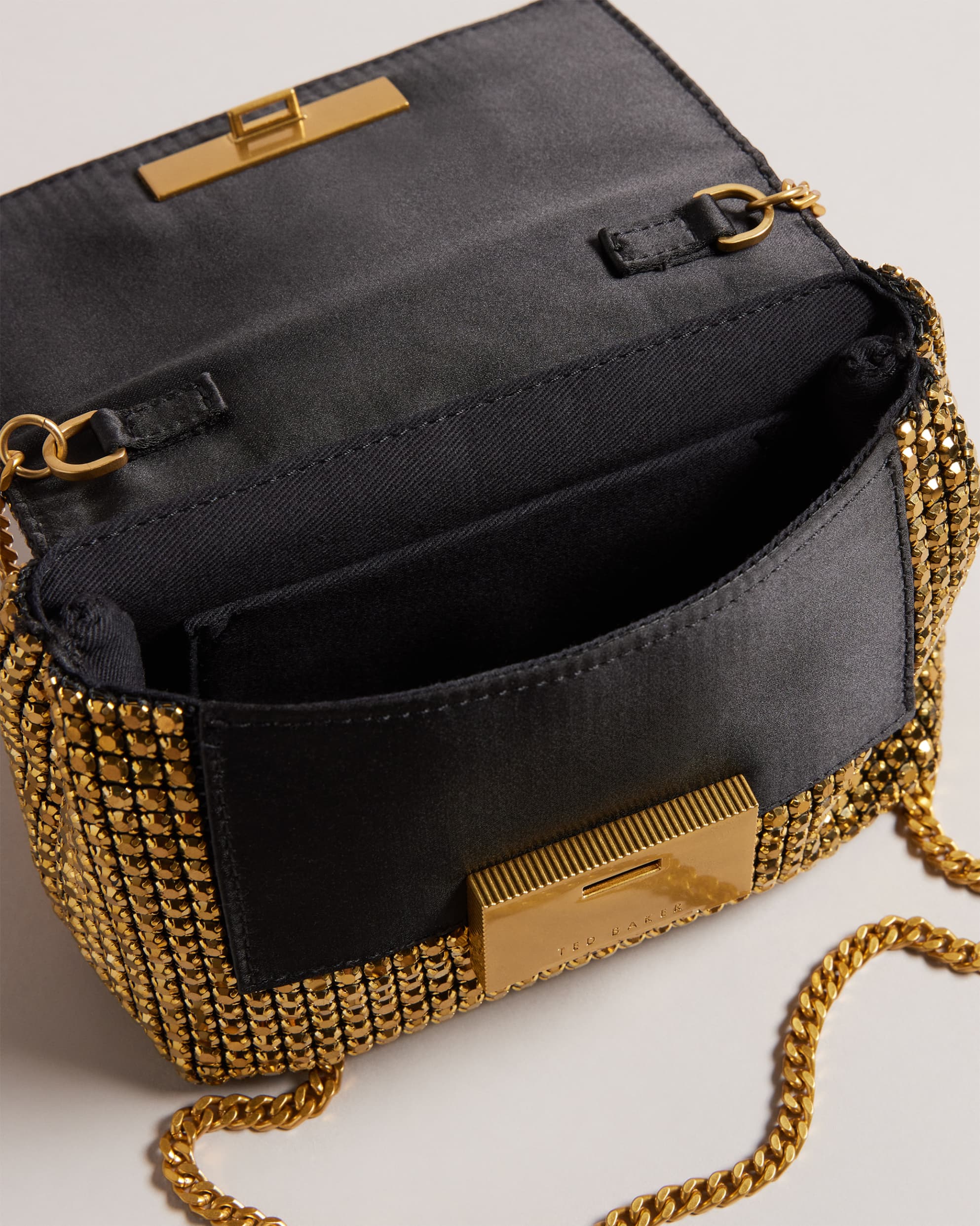 Gliters Crystal Mini Cross Body Bag Gold