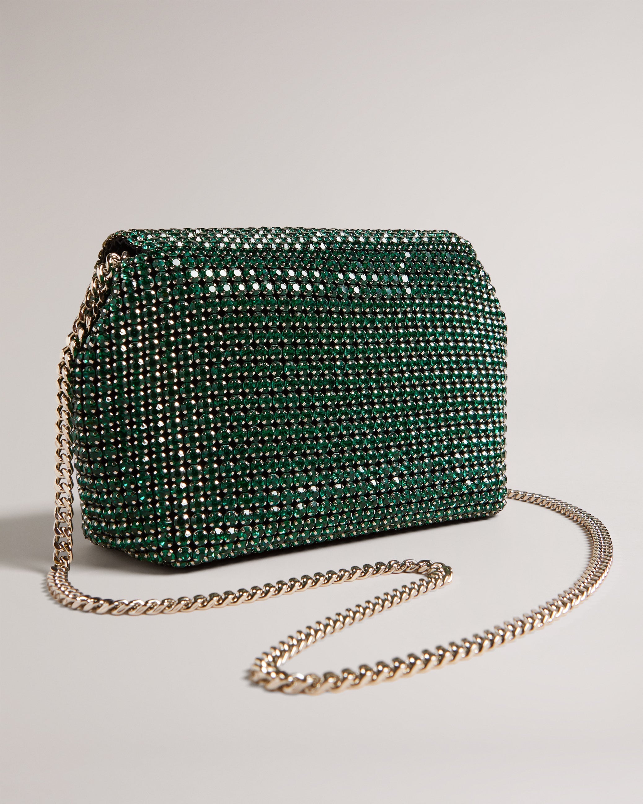 Gliters Crystal Mini Cross Body Bag Green