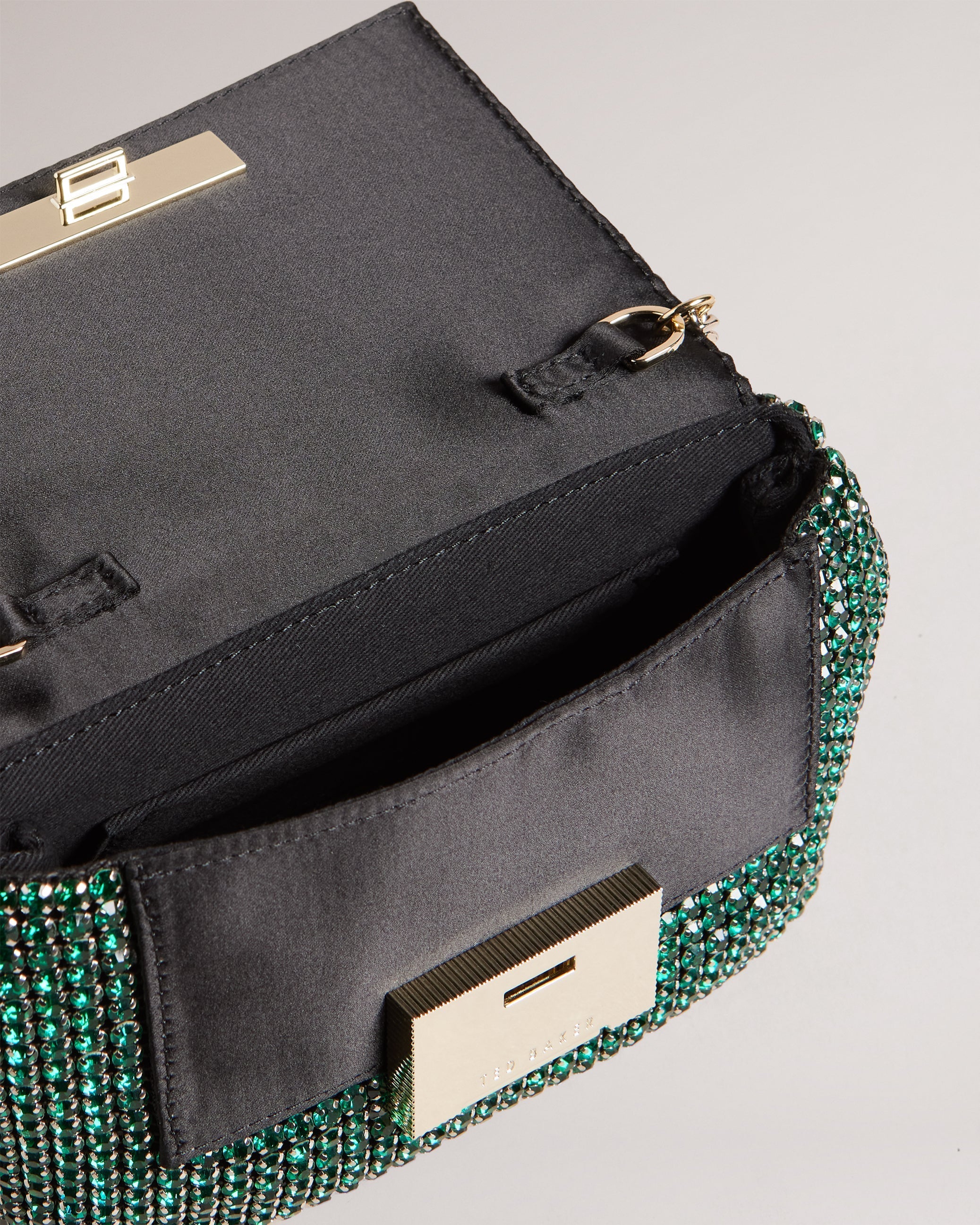 Gliters Crystal Mini Cross Body Bag Green