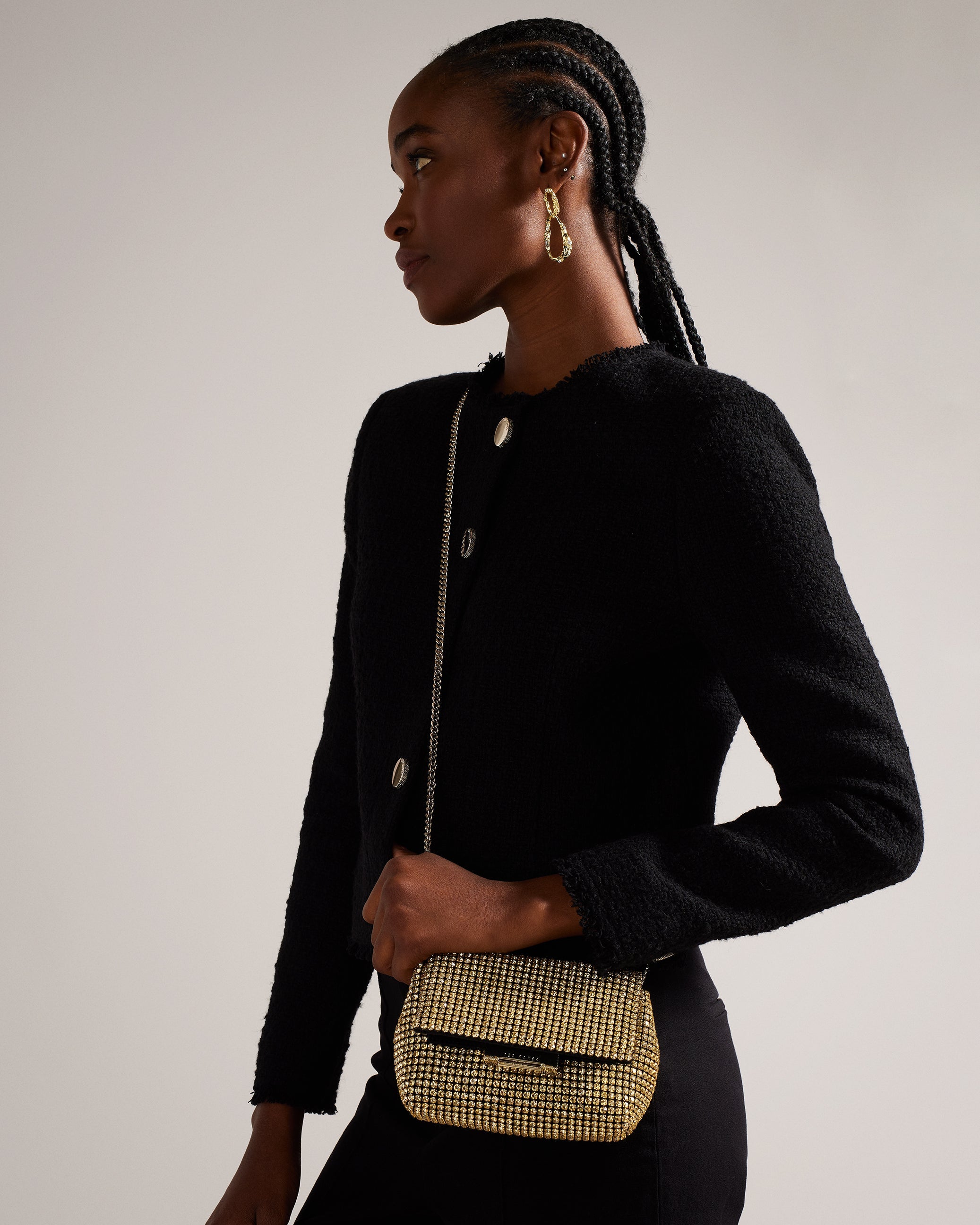 Gliters Crystal Mini Cross Body Bag Lt-Yellow