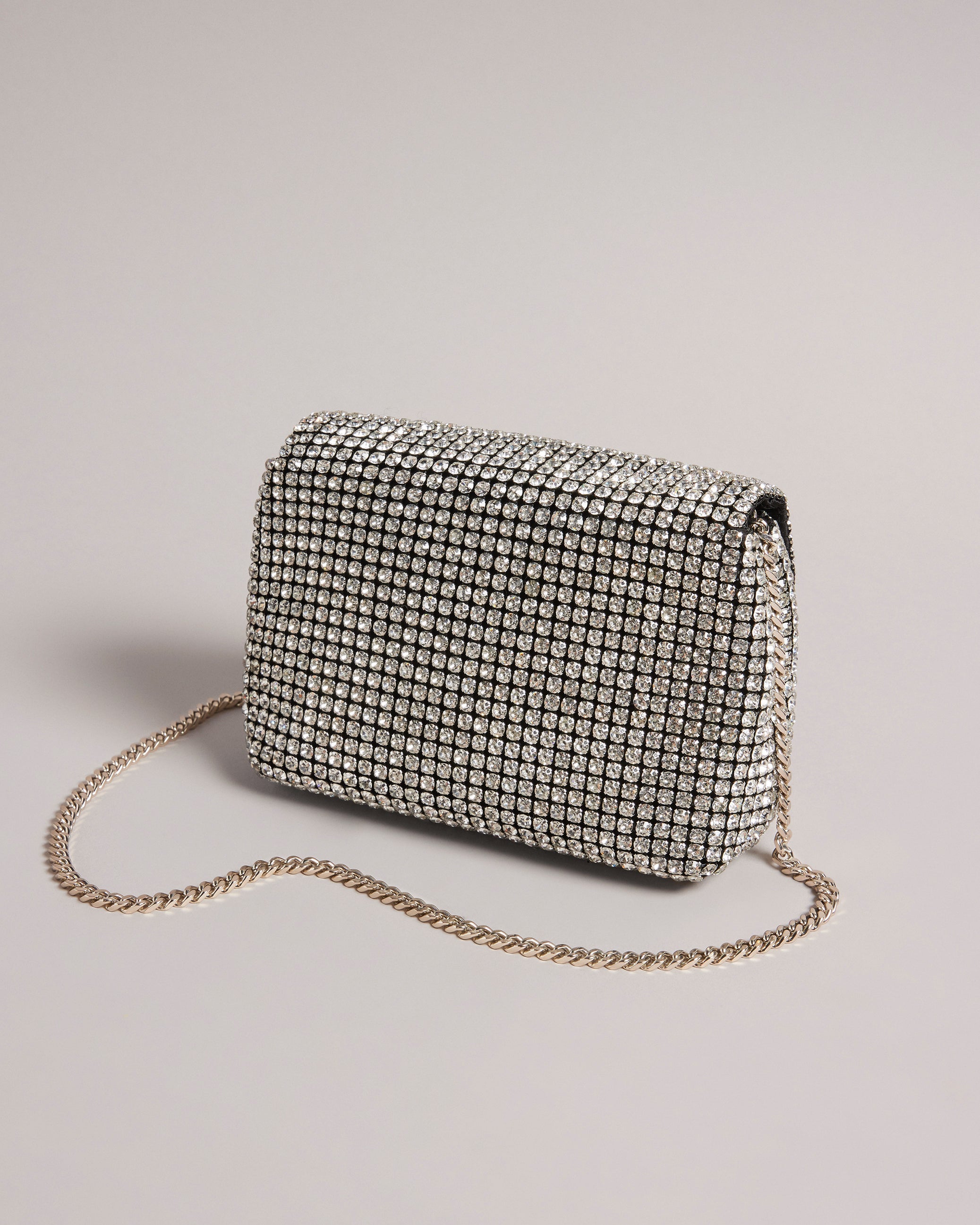 Gliters Crystal Mini Cross Body Bag Silver