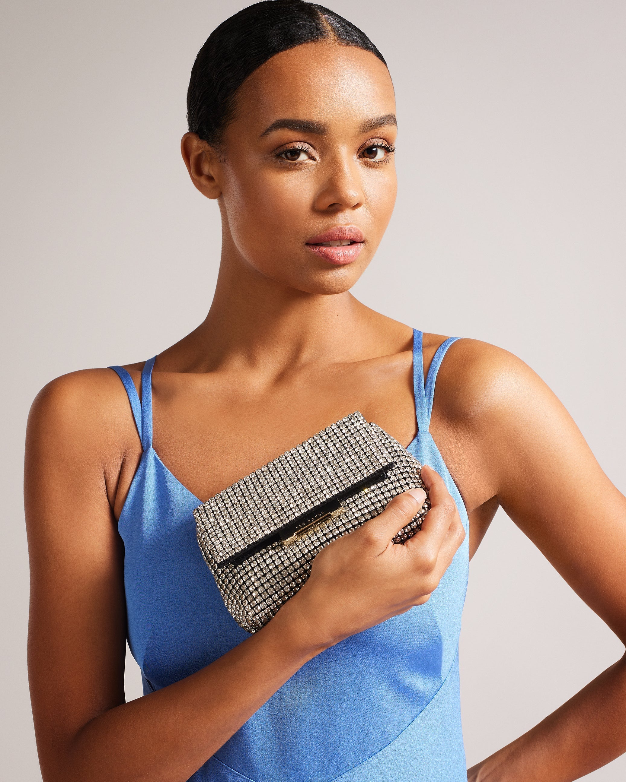 Gliters Crystal Mini Cross Body Bag Silver