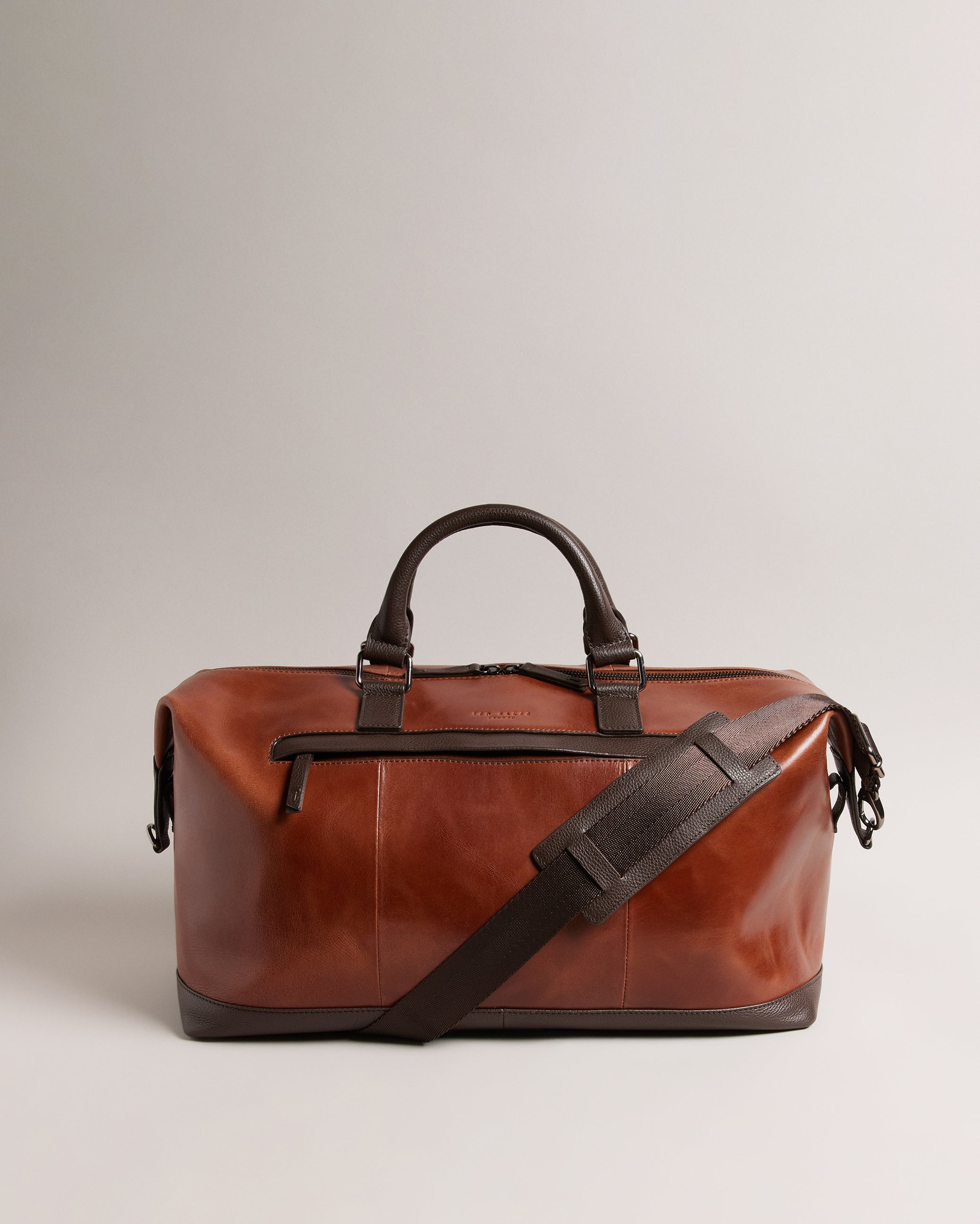 Raygon Leather Holdall With Webbing Strap