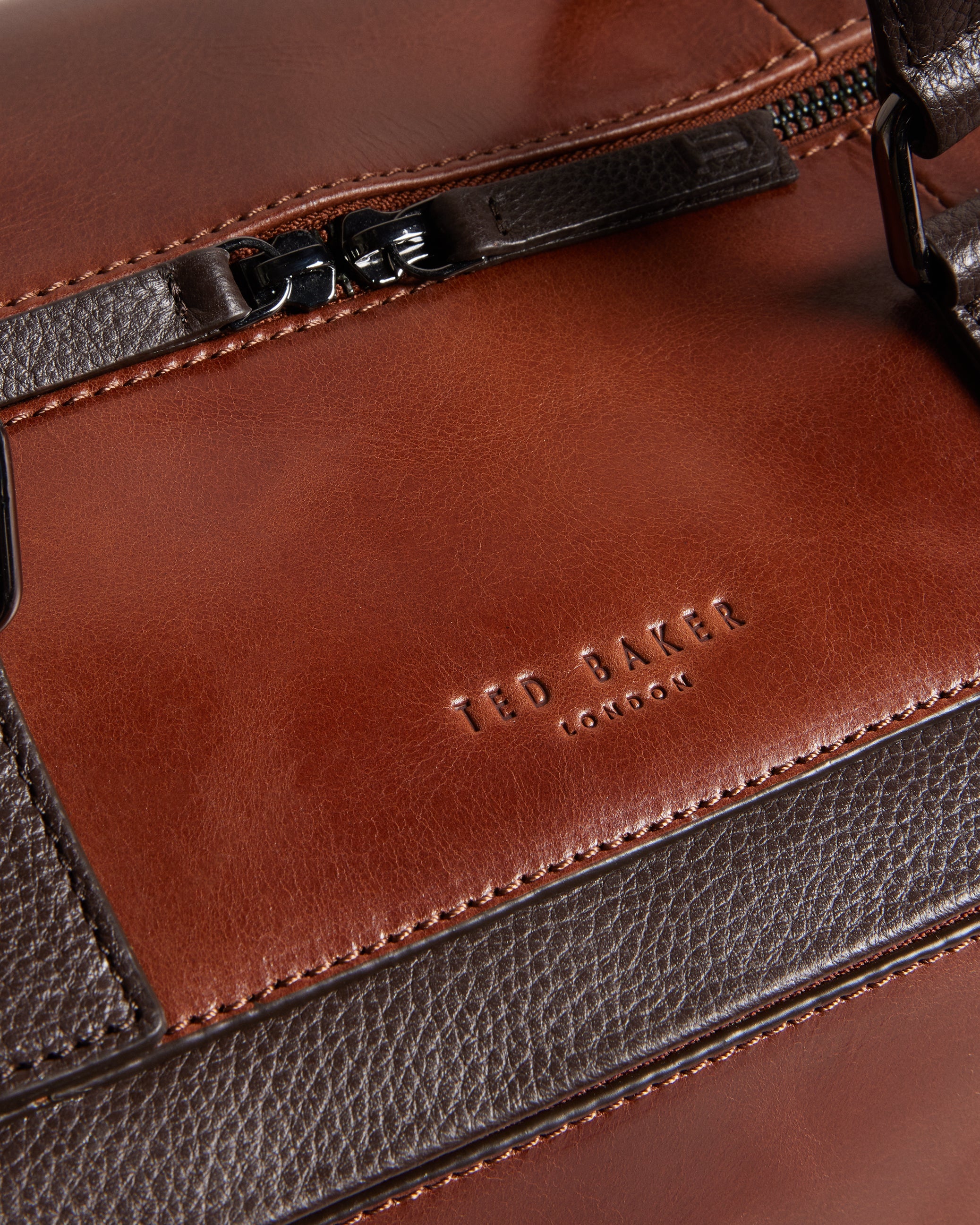 Raygon Leather Holdall With Webbing Strap