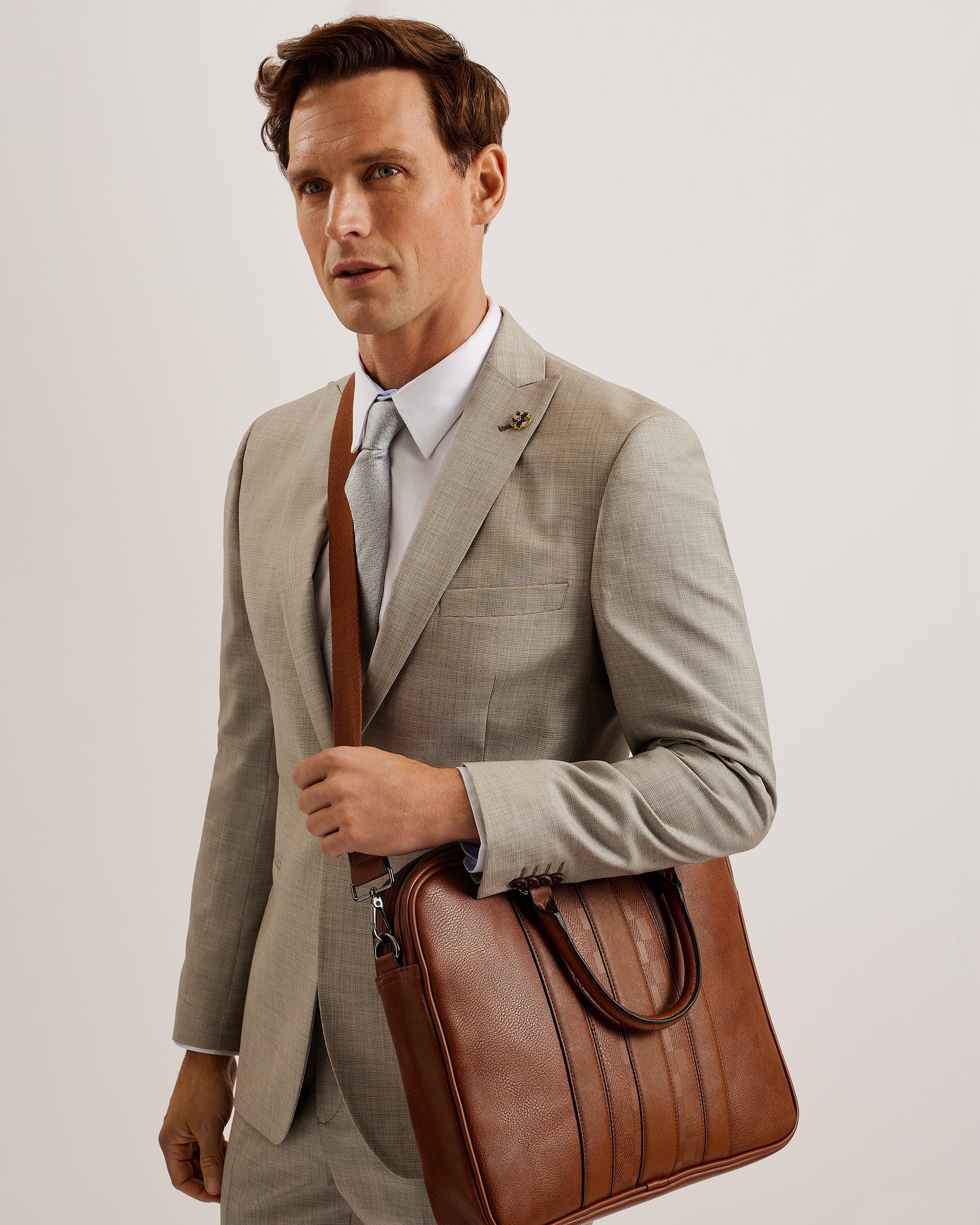 Waymon House Check PU Document Bag Tan
