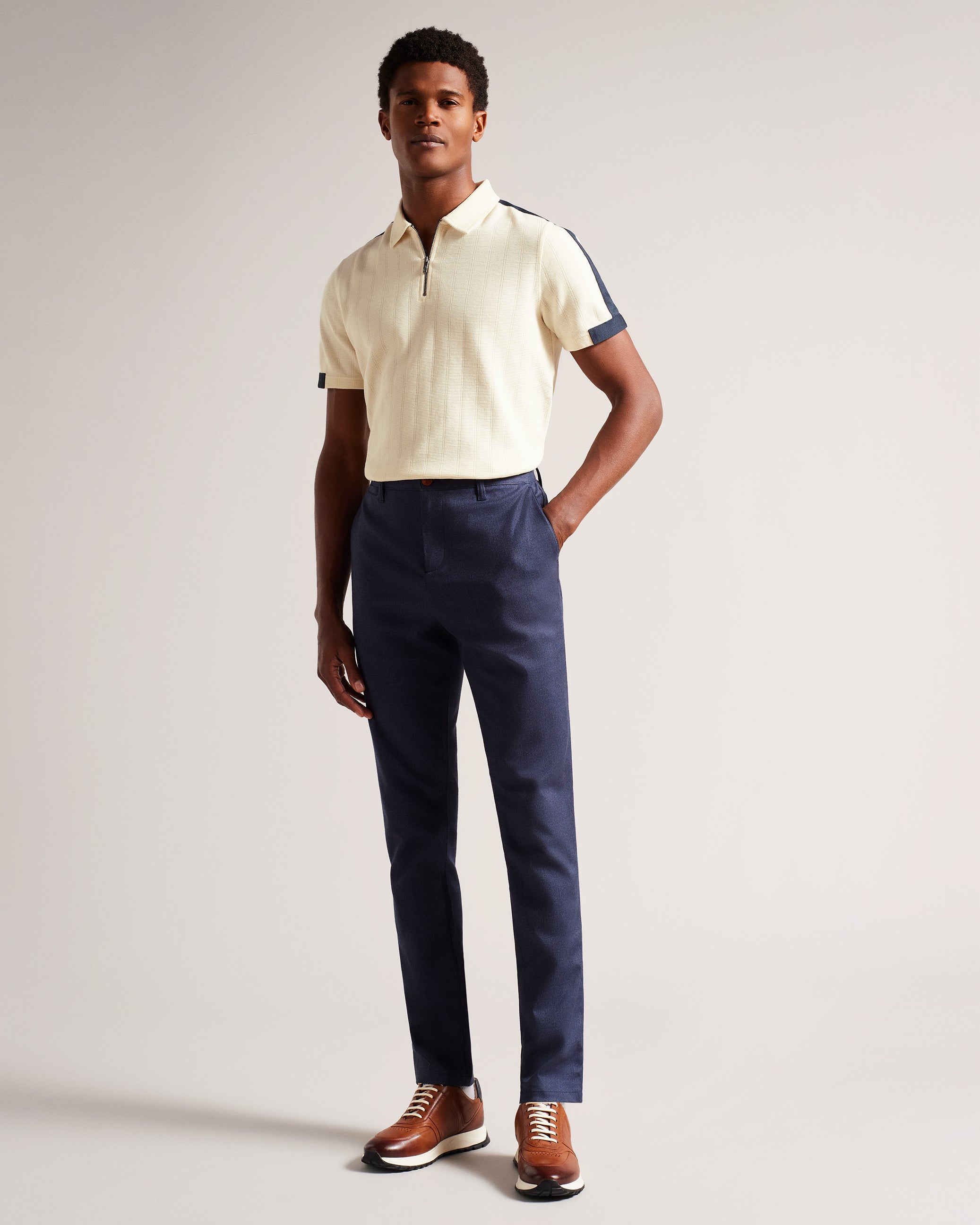 Abloom Ss Regular Polo With Zip Natural