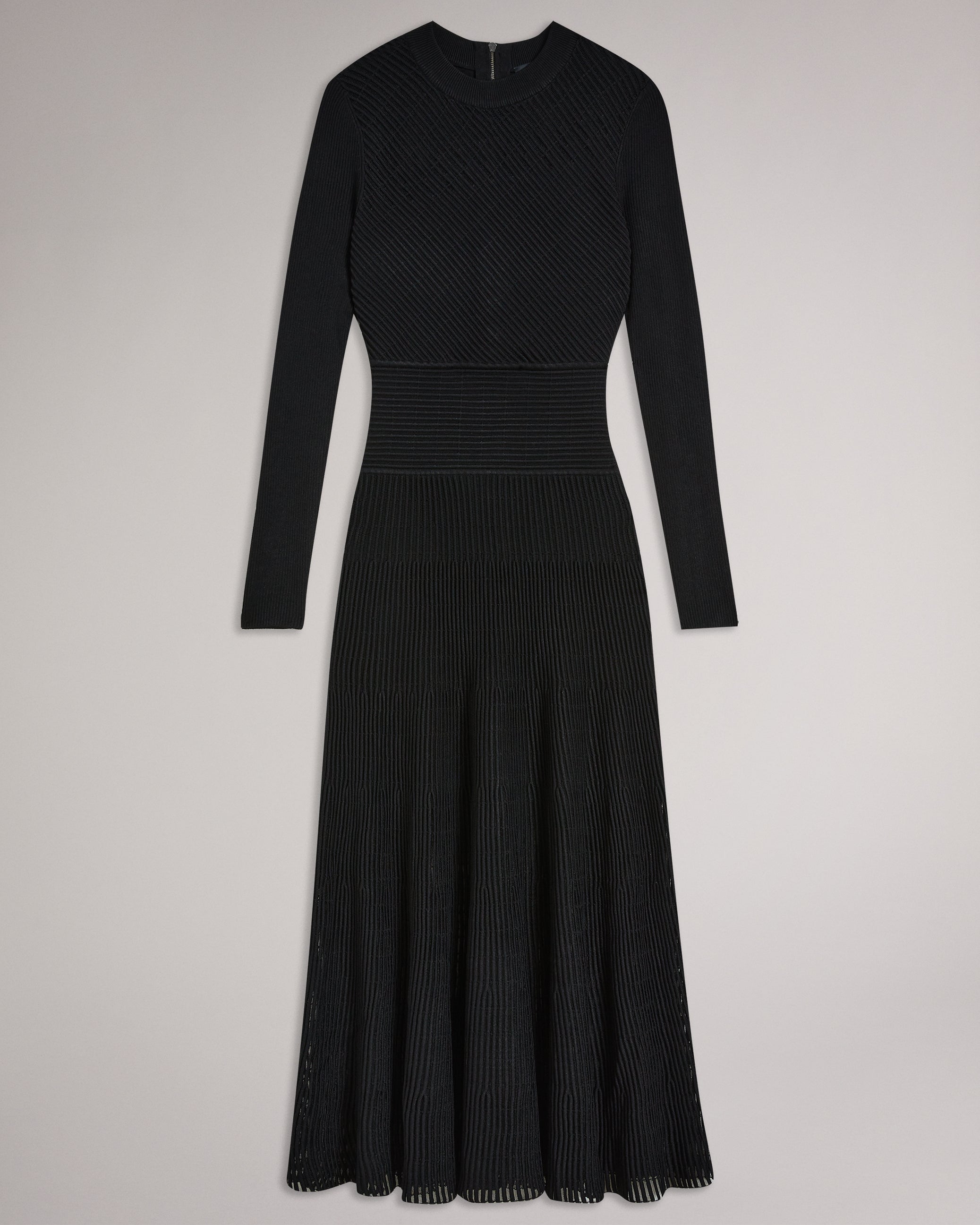 Latinia Textured A-Line Midi Dress Black