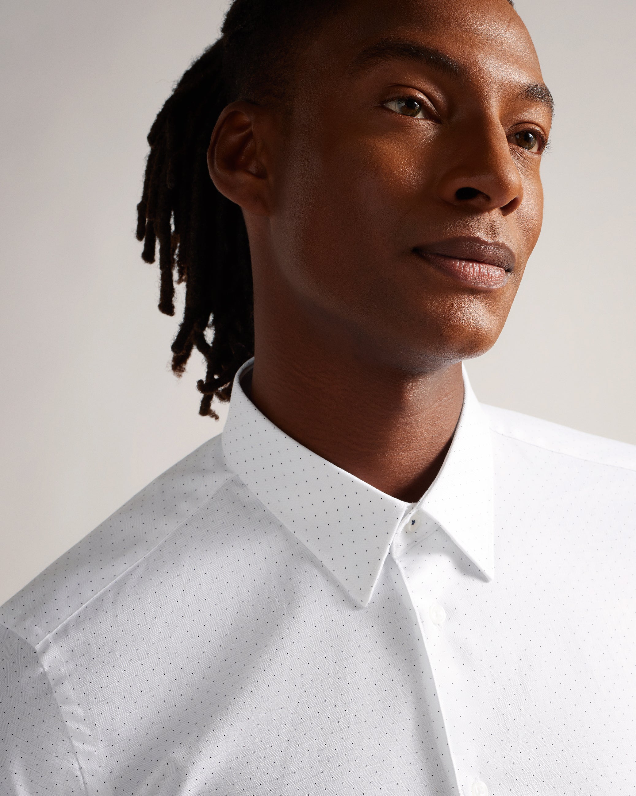 Hysopss Ls Patterned Slim Fit Shirt White