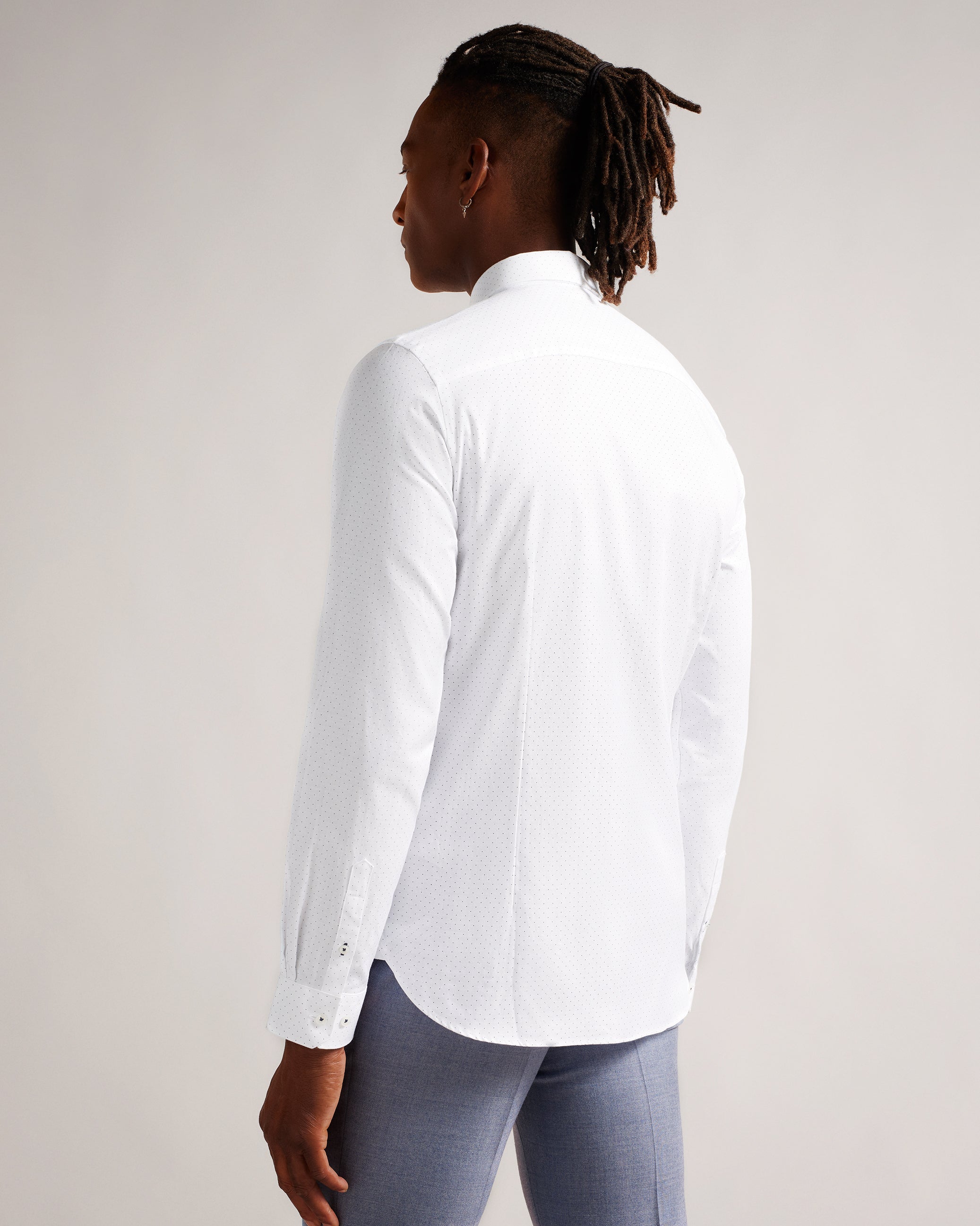 Hysopss Ls Patterned Slim Fit Shirt White