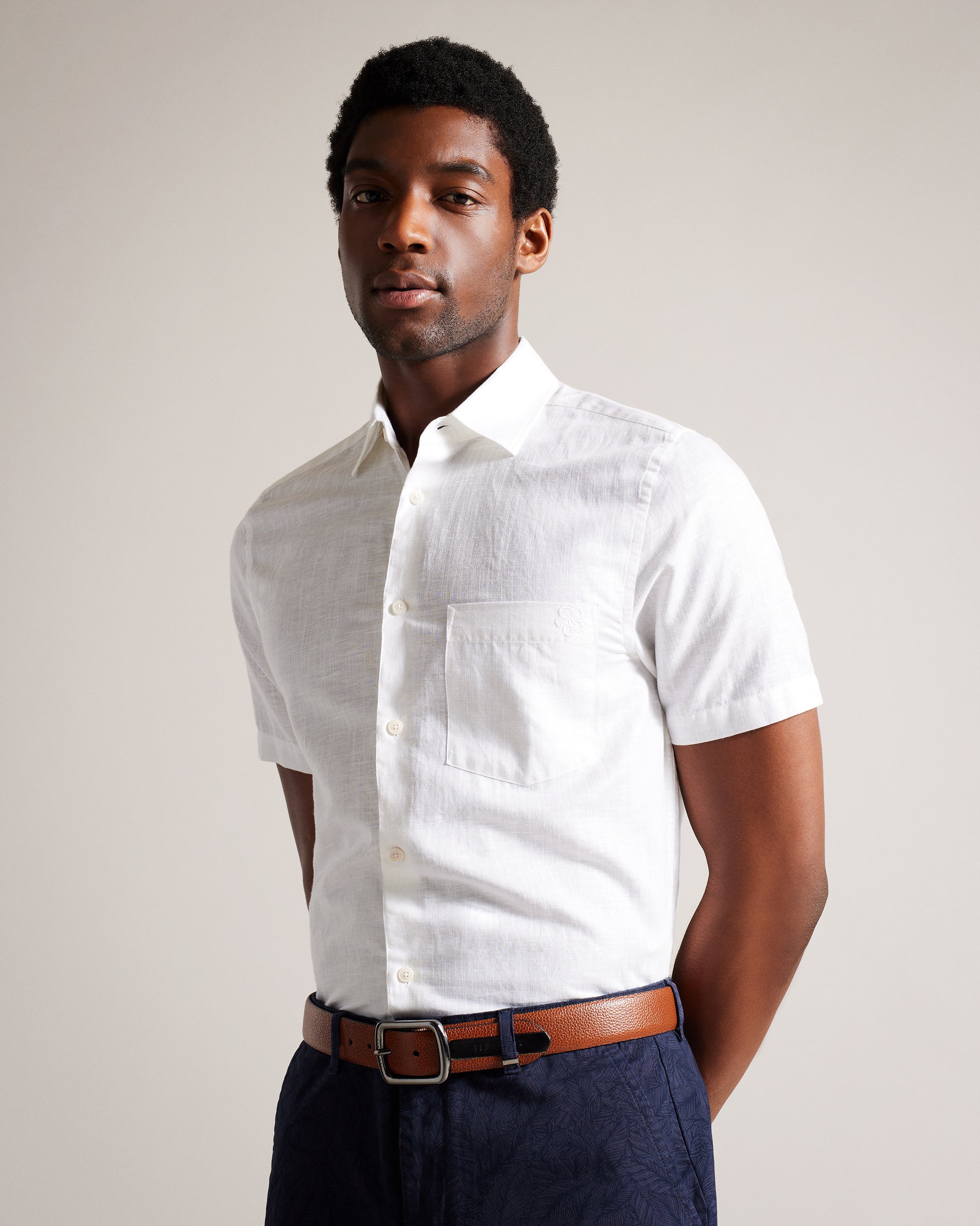 Jaims Contrast Detail Leather Belt Tan
