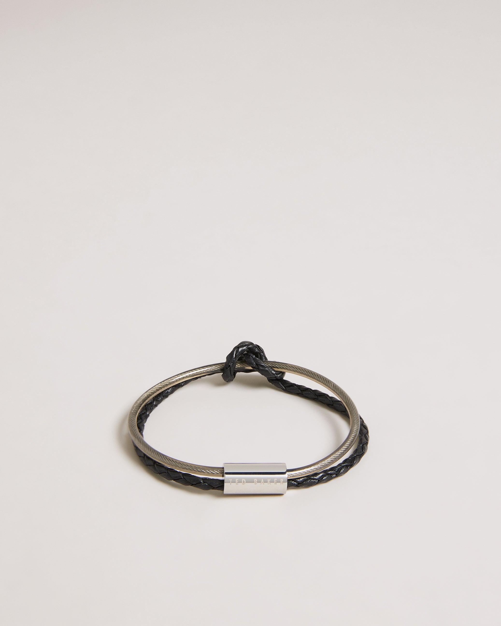 Geramee Knotted Leather And Metal Bracelet Silver-Col