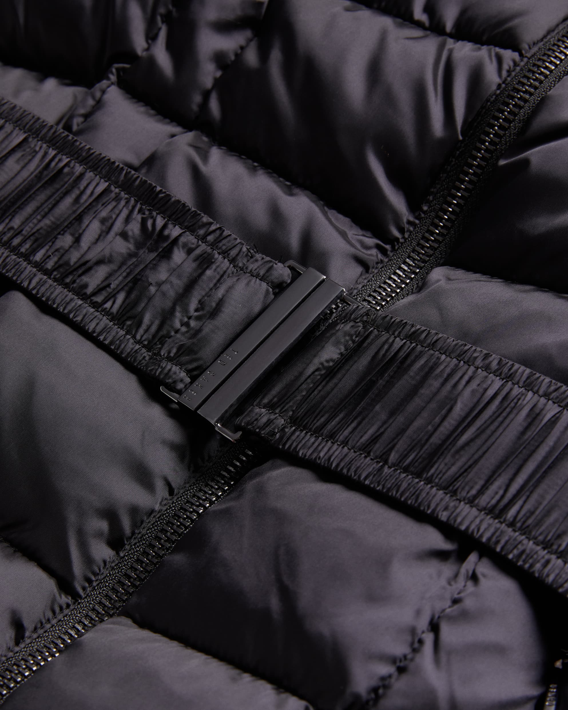 Abbiiee Belted Padded Coat With Detachable Hood Black