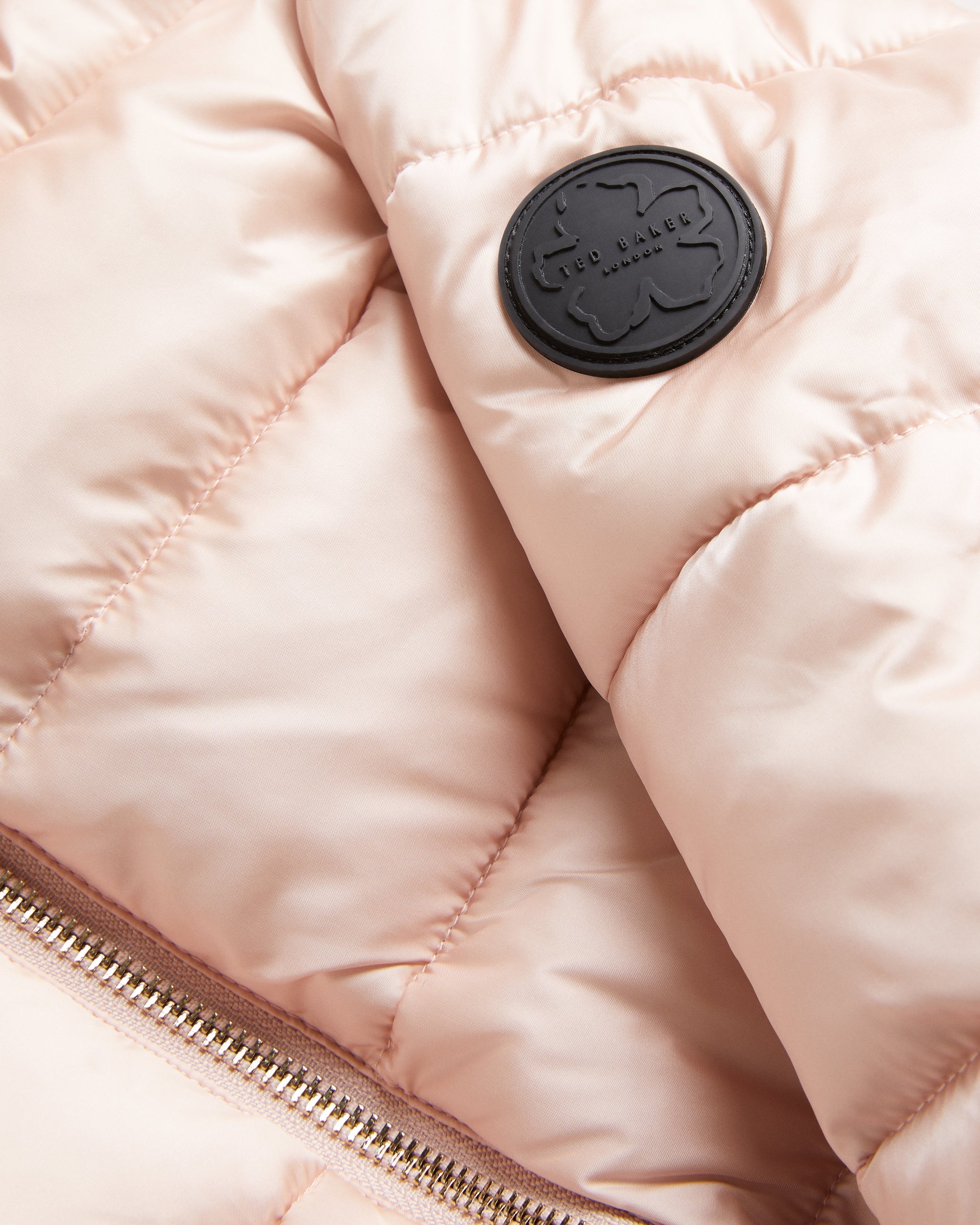 Shop Abbiiee Belted Padded Coat With Detachable Hood Dusky-Pink