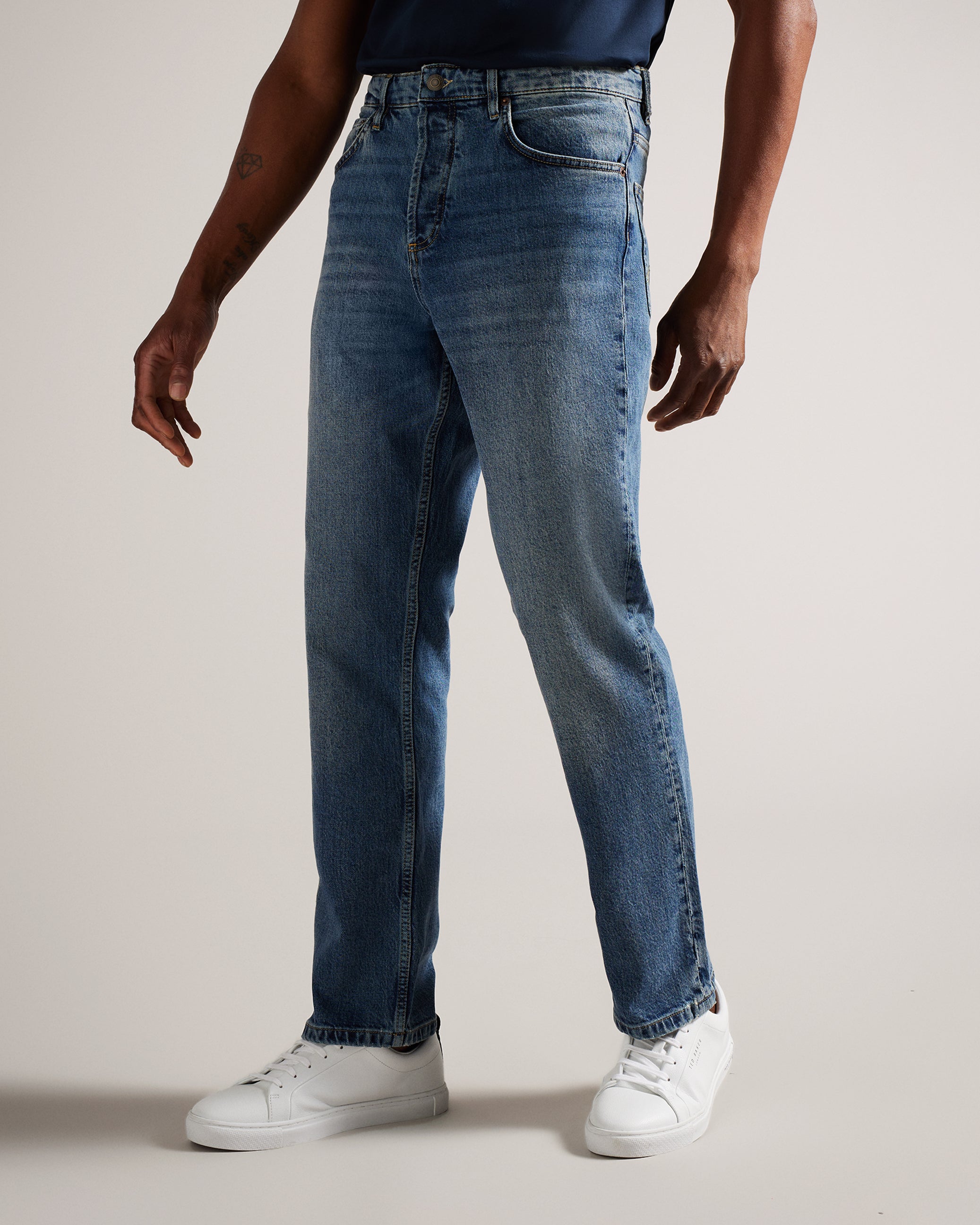 Joeyy Straight Leg Stretch Jeans Mid-Blue