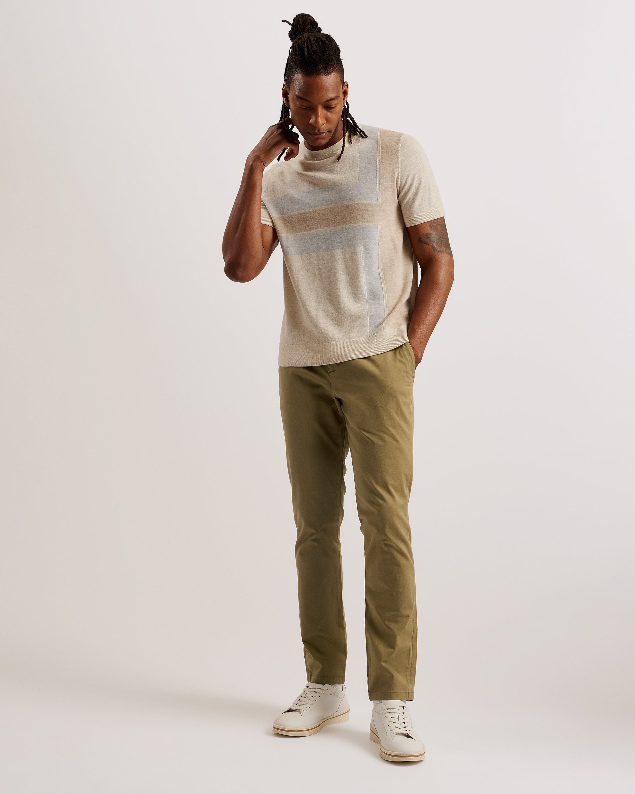 Haydae Slim Fit Textured Chino Trouser Tan