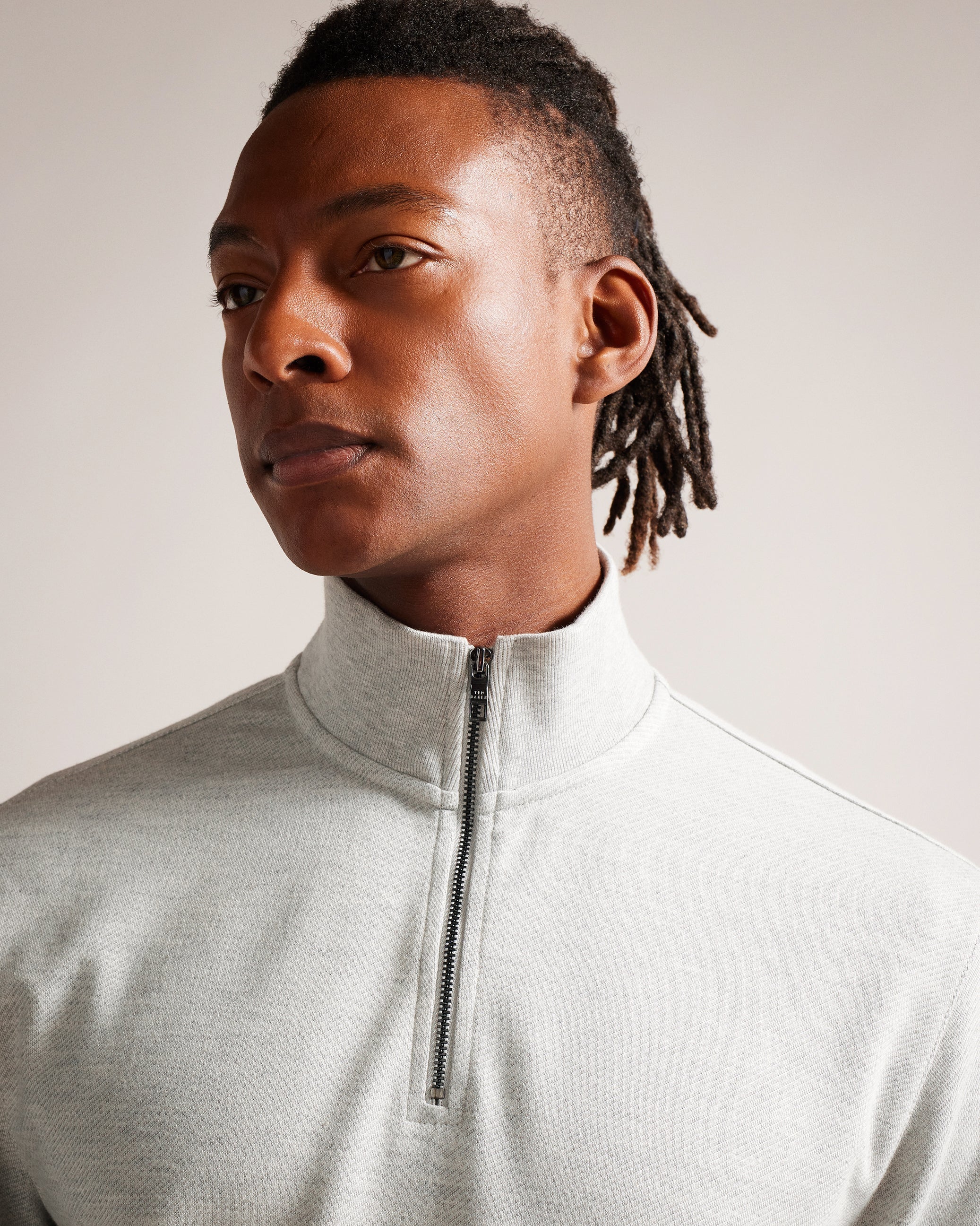 Morric Half Zip Funnel Neck Jumper Lt-Grey
