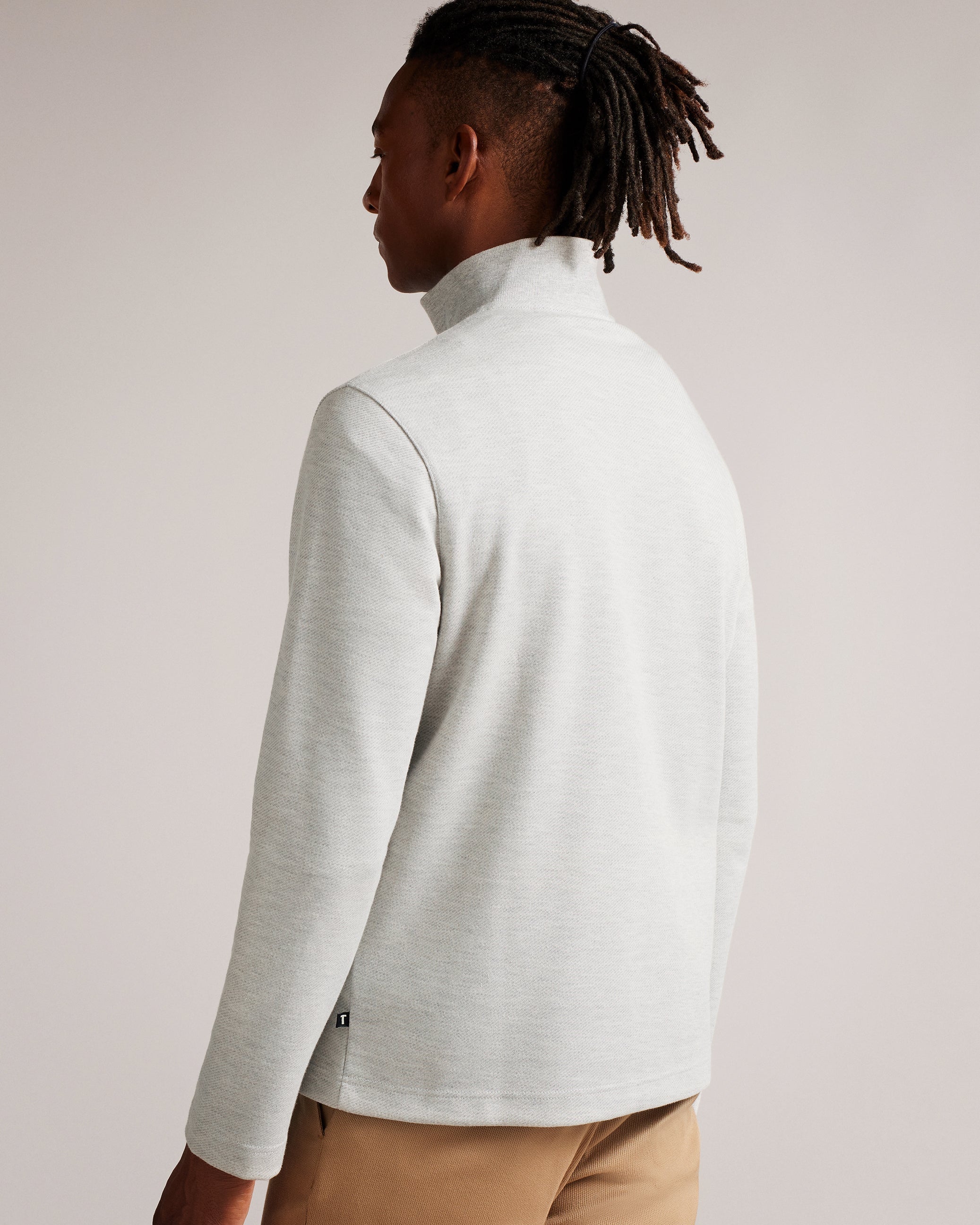 Morric Half Zip Funnel Neck Jumper Lt-Grey