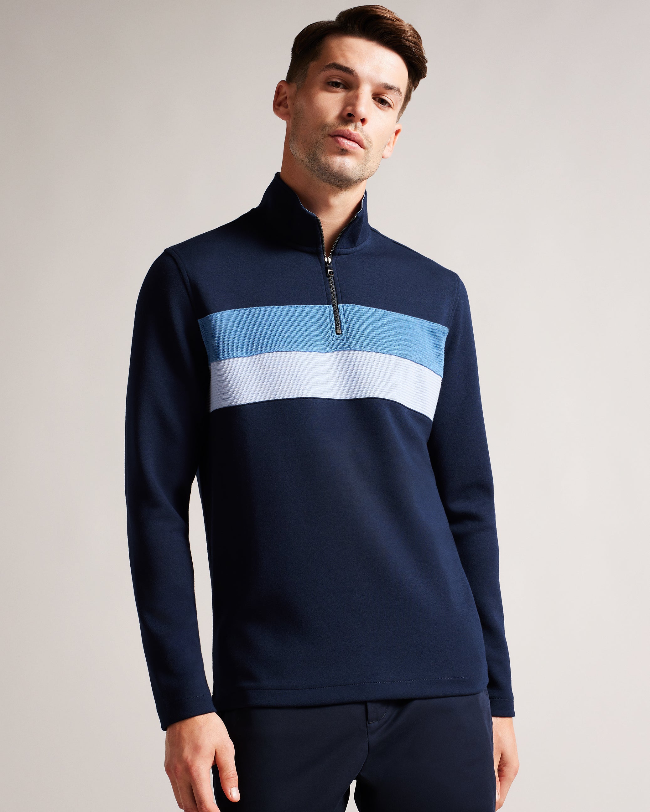 Veller Ls Slim Fit Half Zip Navy