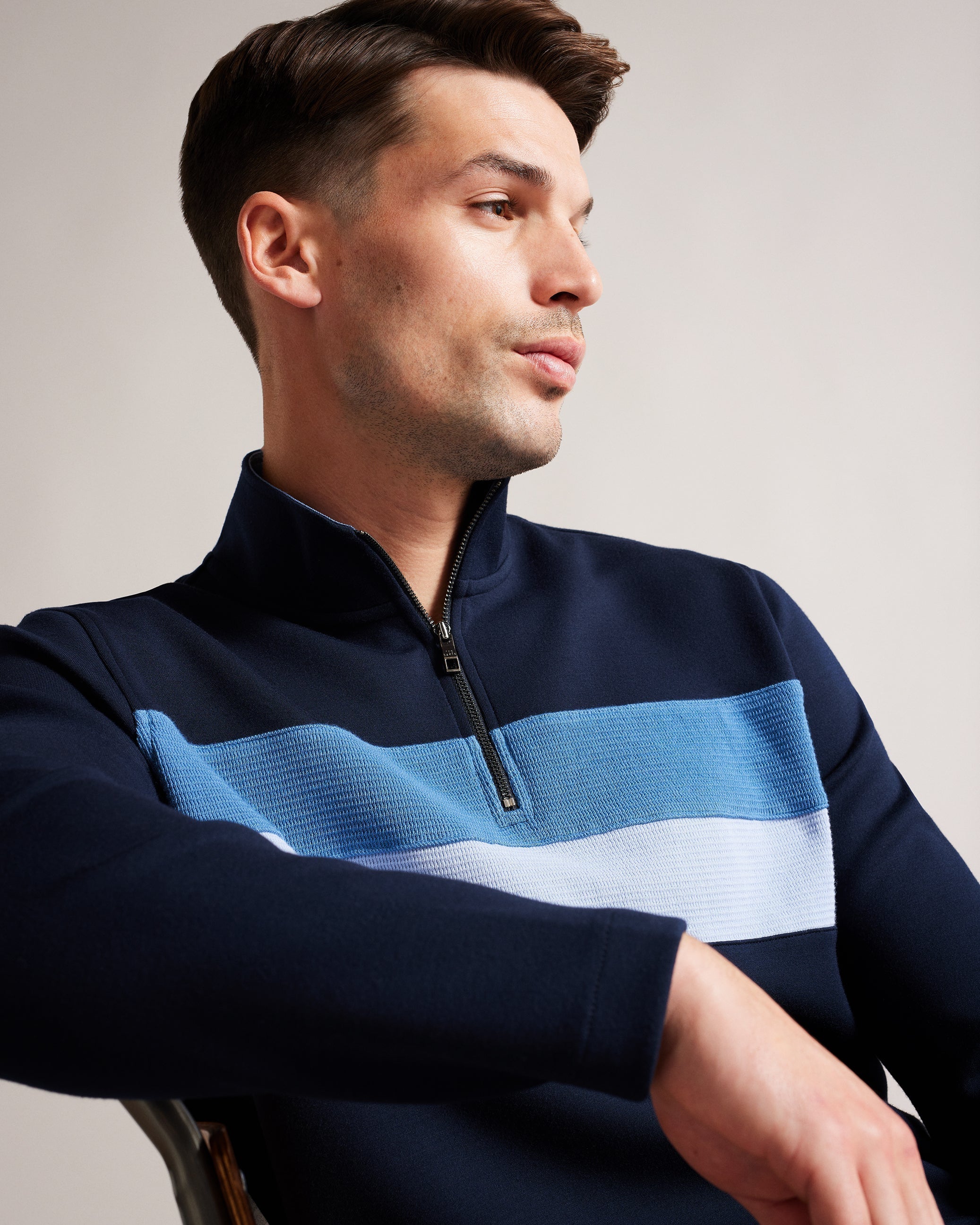 Veller Ls Slim Fit Half Zip Navy