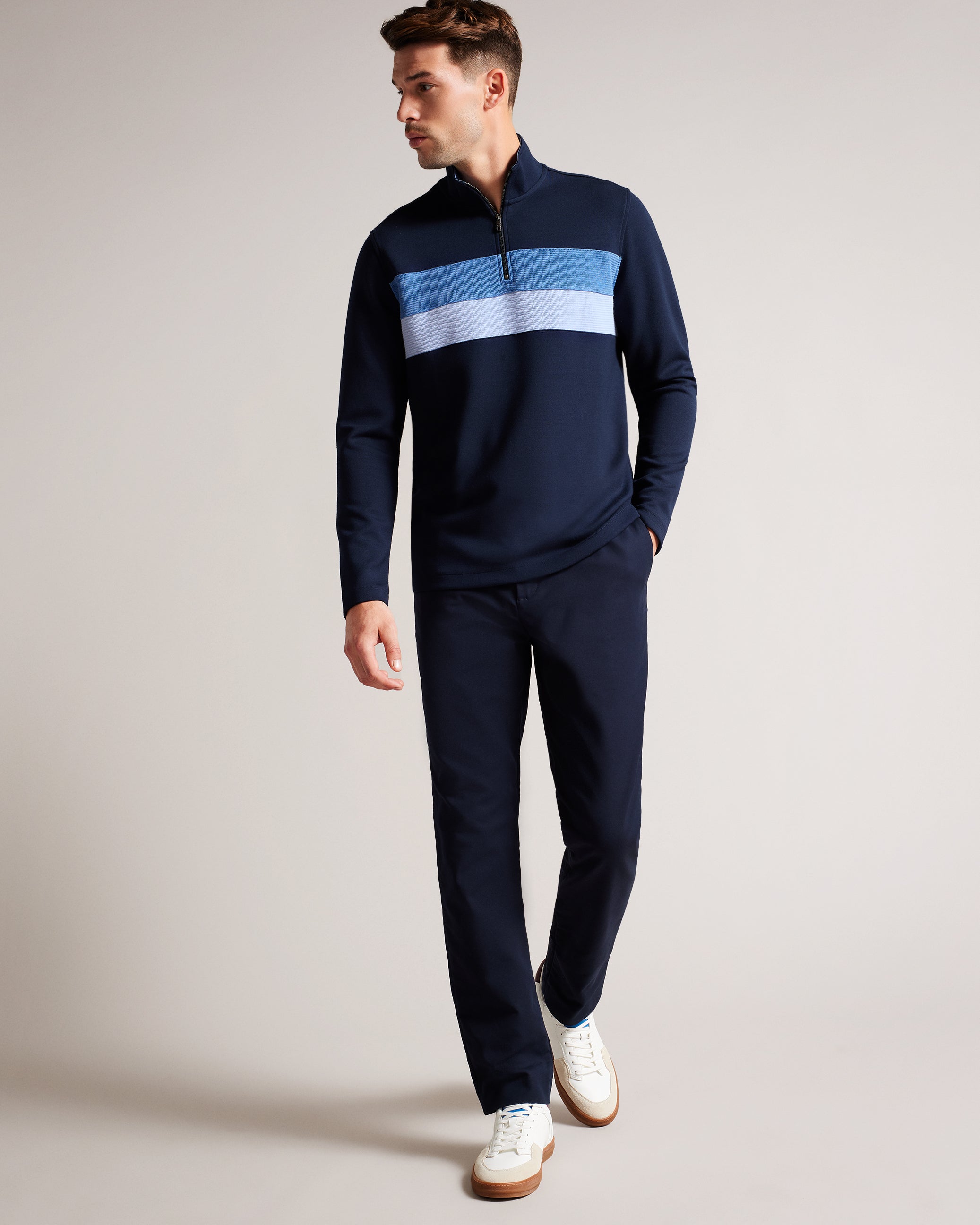 Veller Ls Slim Fit Half Zip Navy