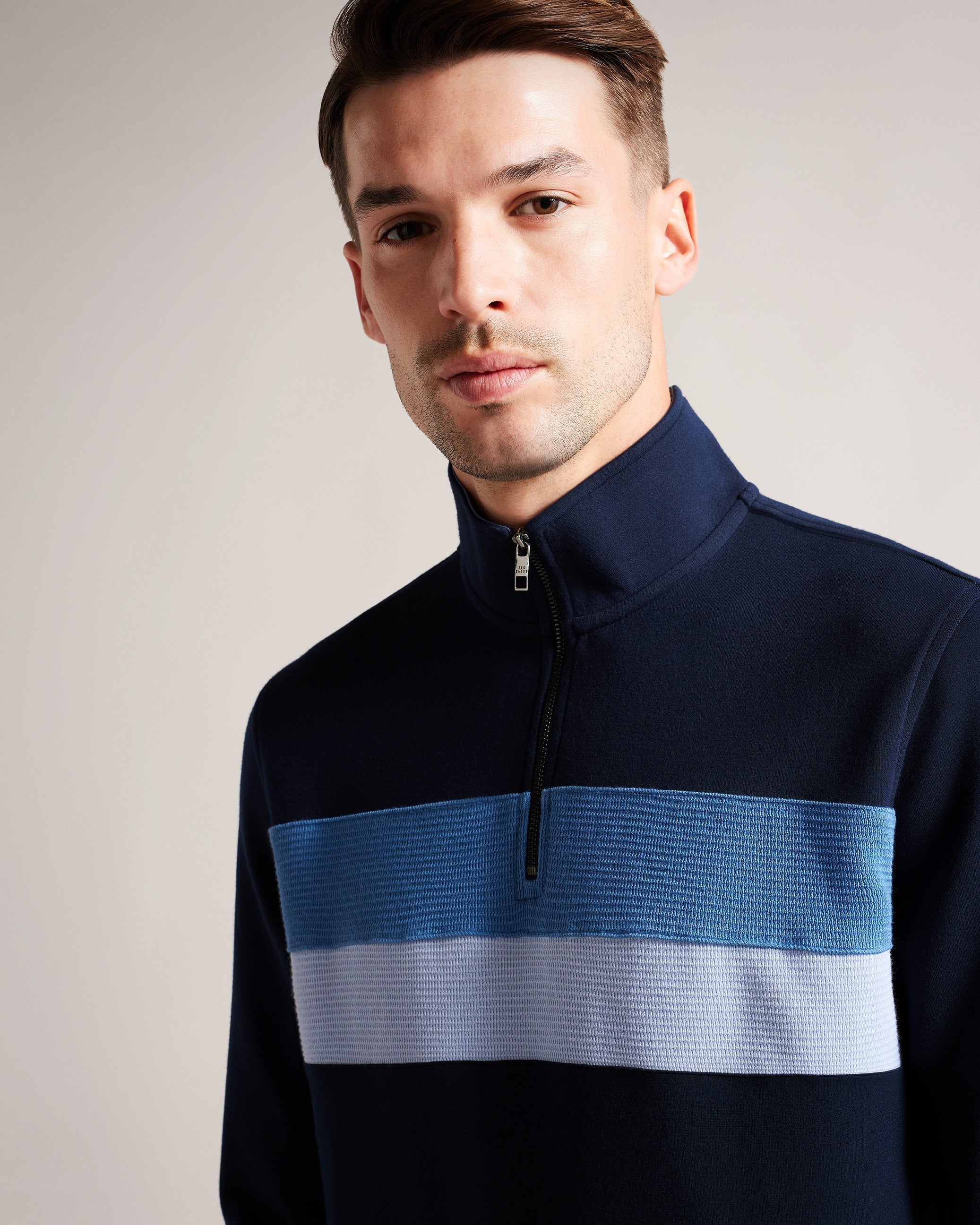 Veller Ls Slim Fit Half Zip Navy