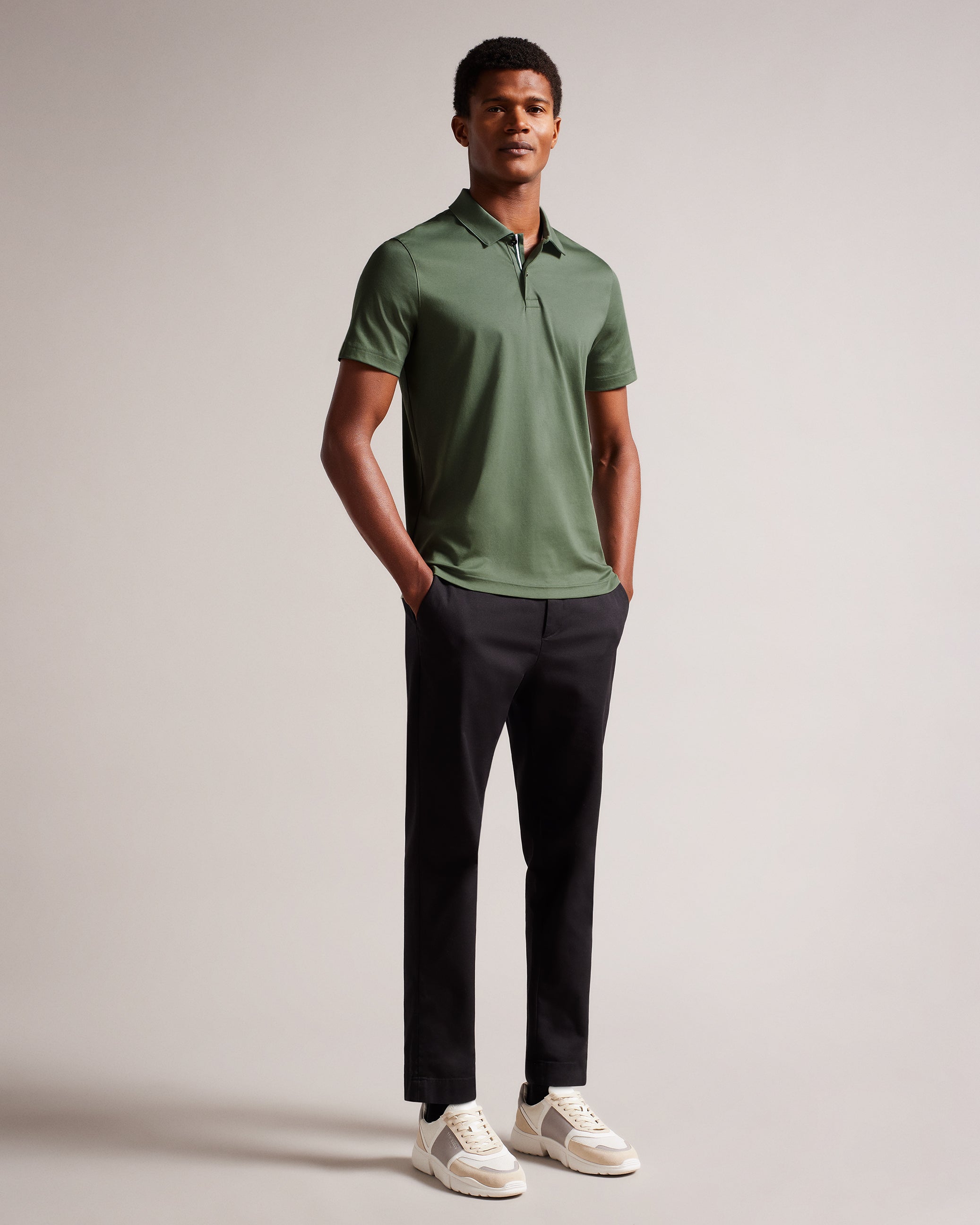 Zeiter Short Sleeve Slim Fit Polo Shirt Khaki
