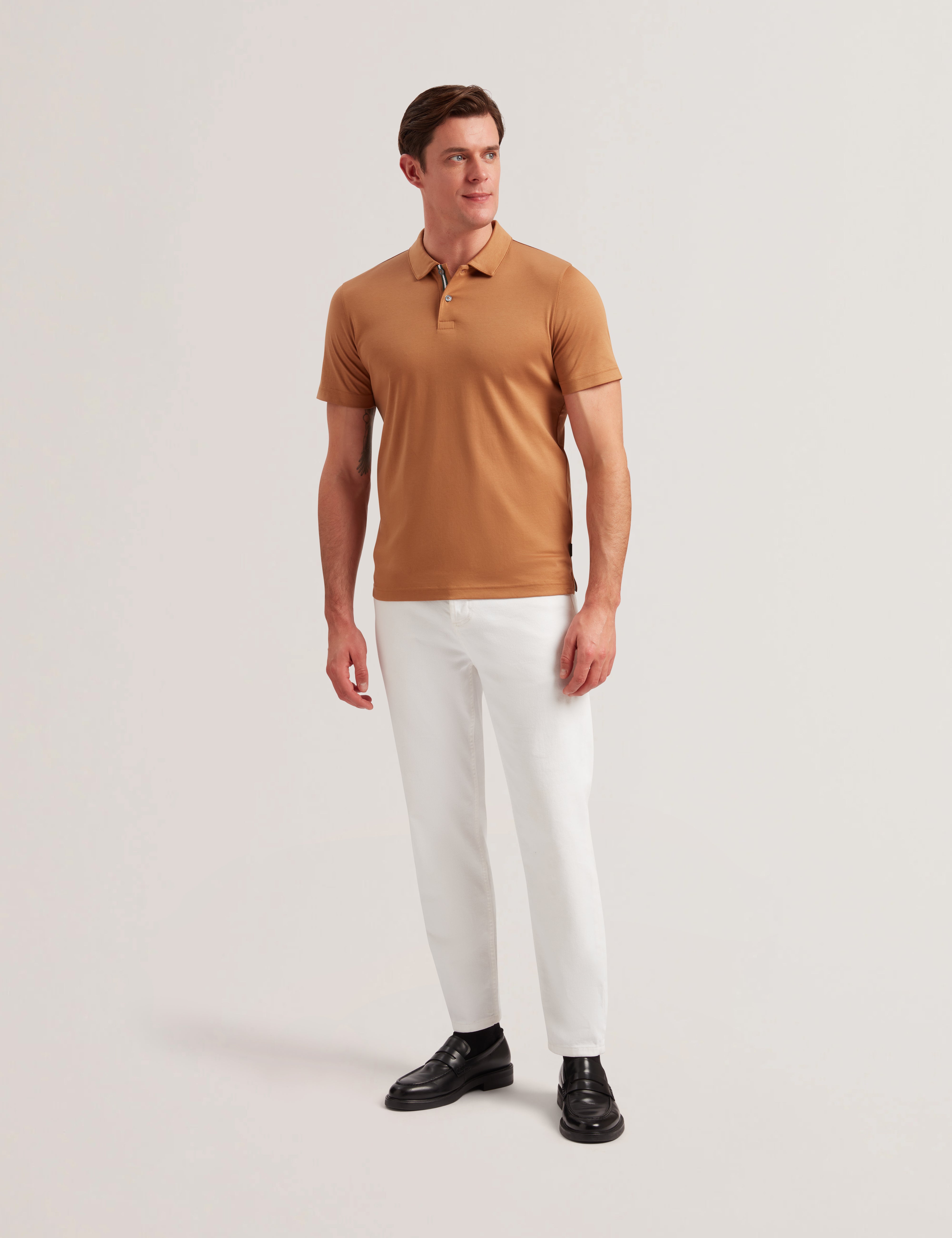 Zeiter Ss Slim Soft Touch Polo Lt-Brown