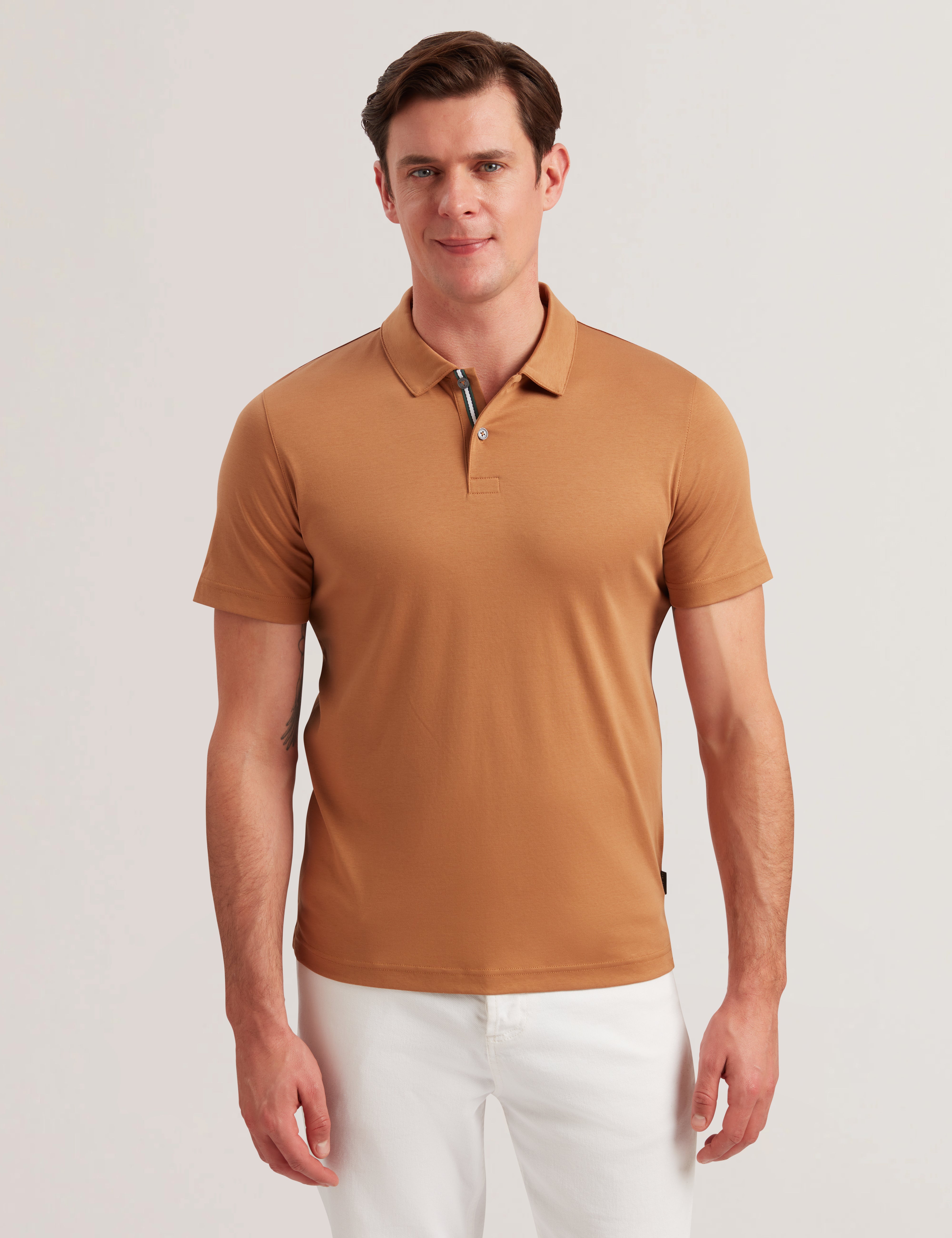 Zeiter Ss Slim Soft Touch Polo Lt-Brown