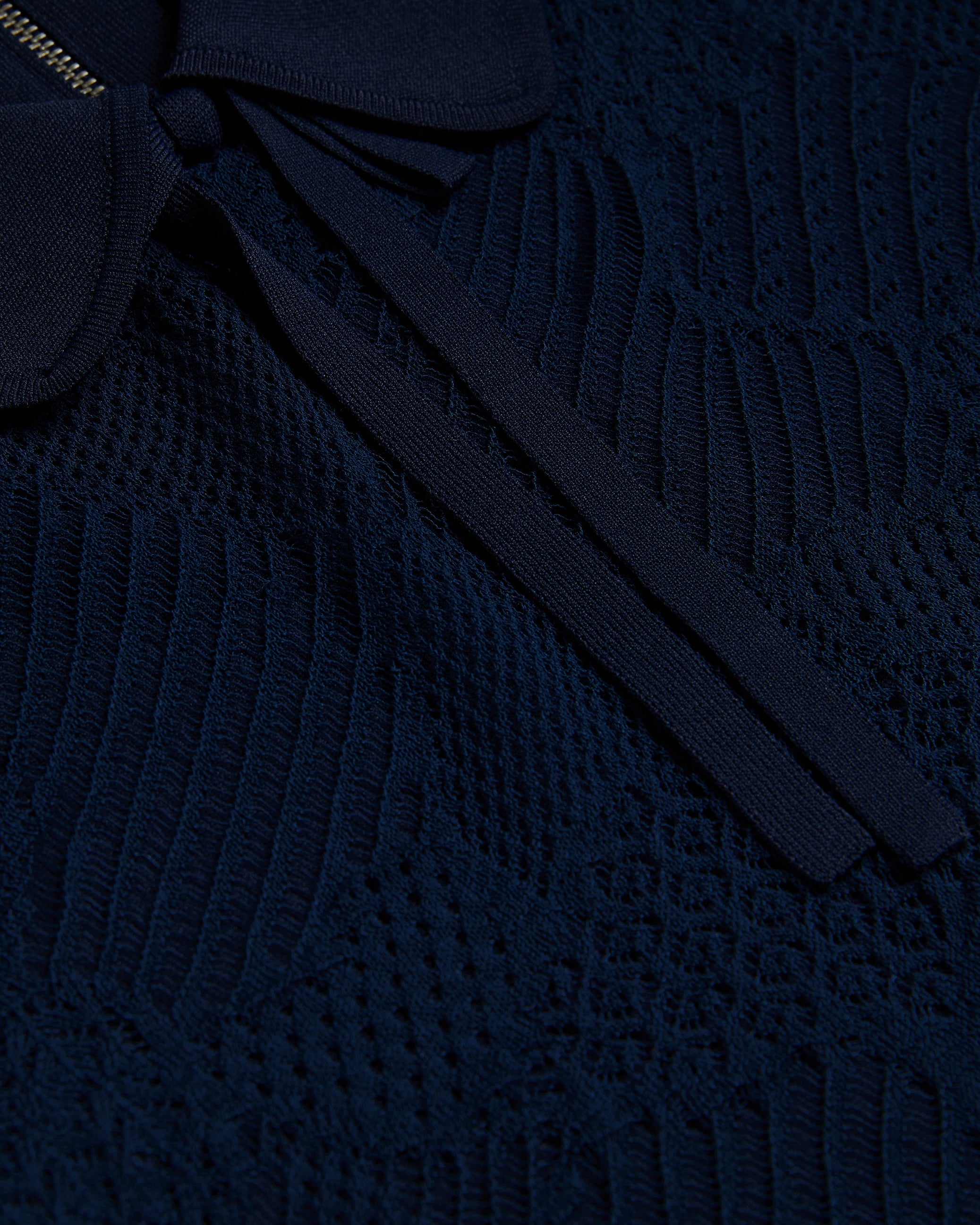 Hillder Delicate Pointelle Knit Dress Navy
