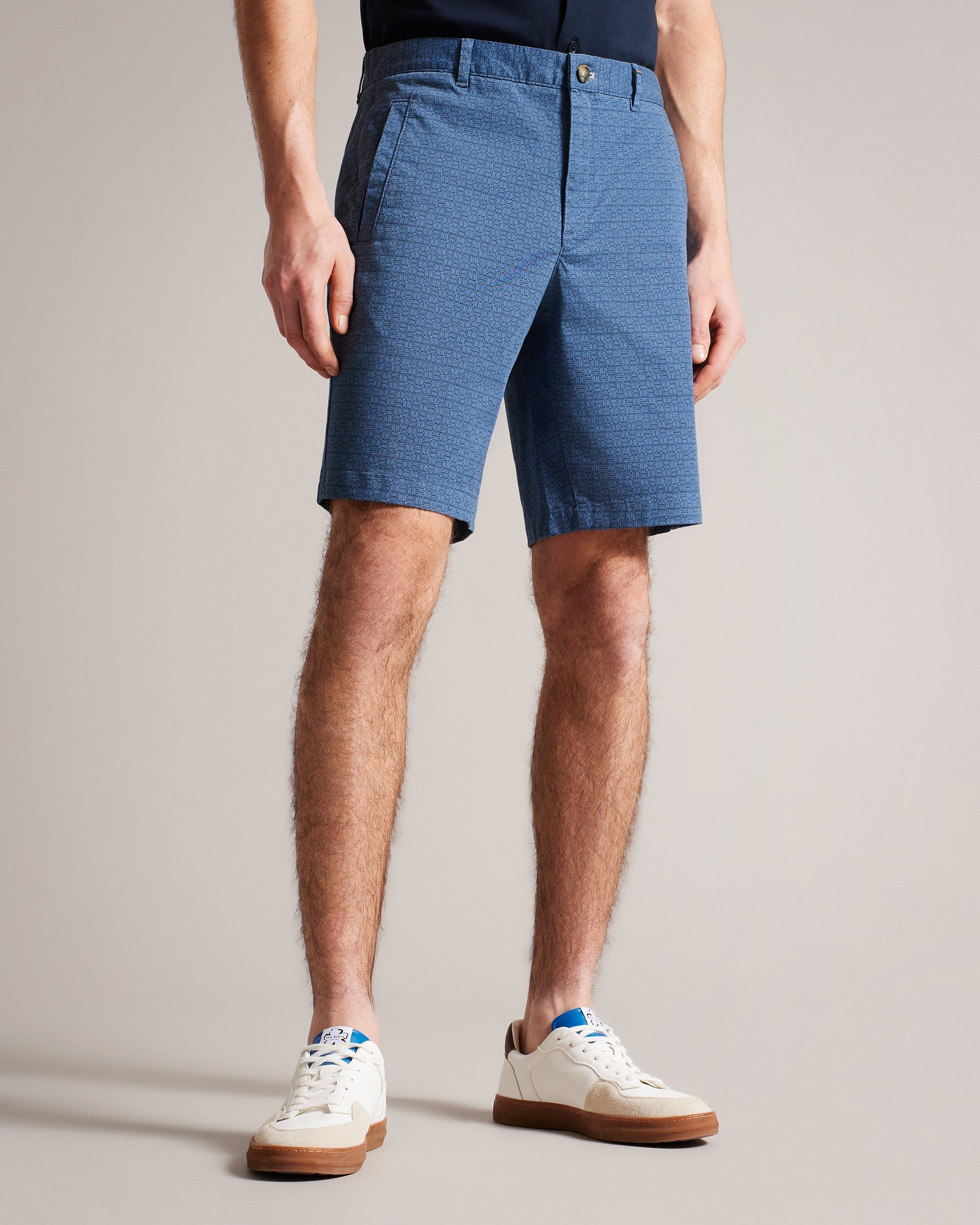 Gomer Regular Fit Geometric Shorts Navy