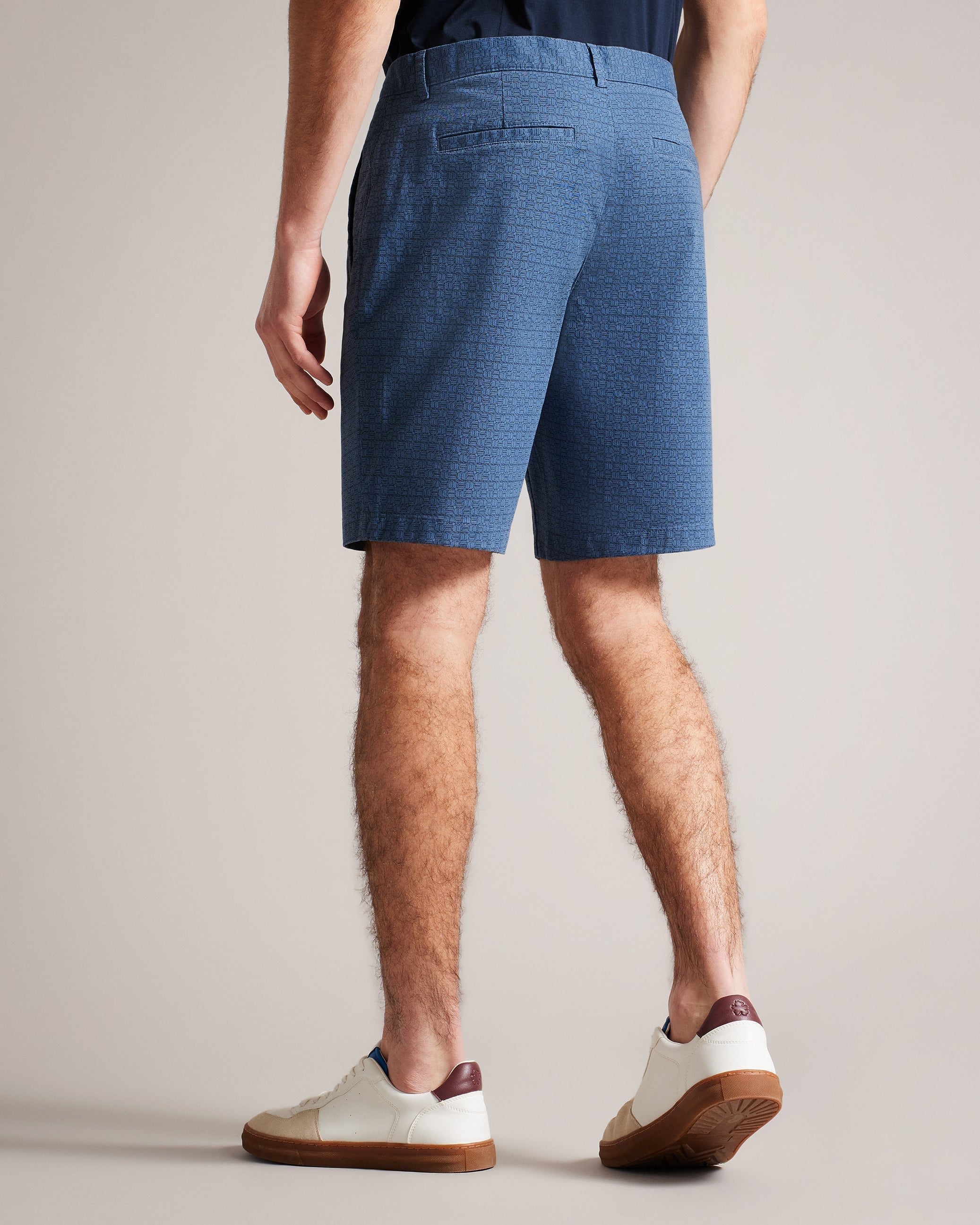 Gomer Regular Fit Geometric Shorts Navy