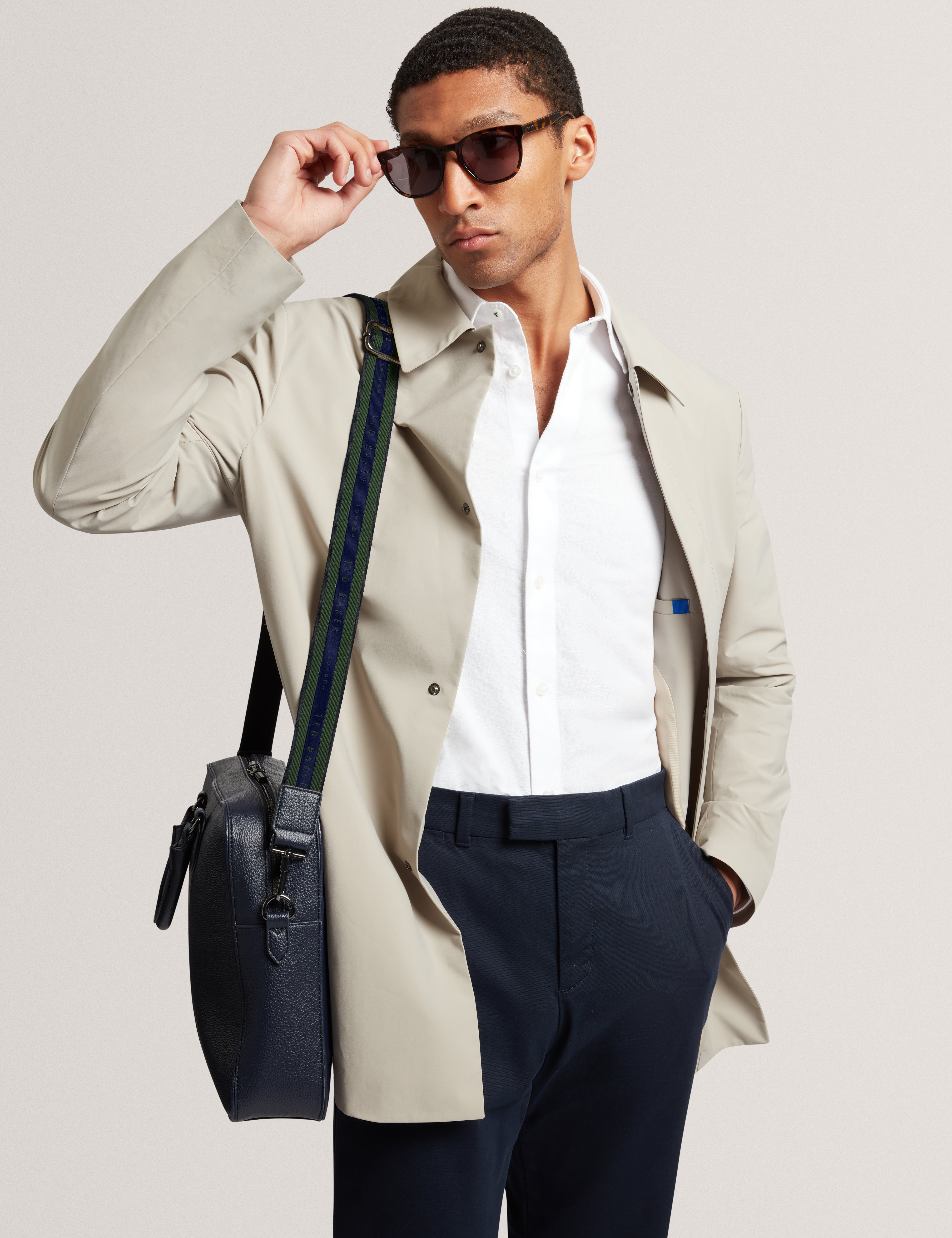 Kaden Pu Webbing Document Bag Navy