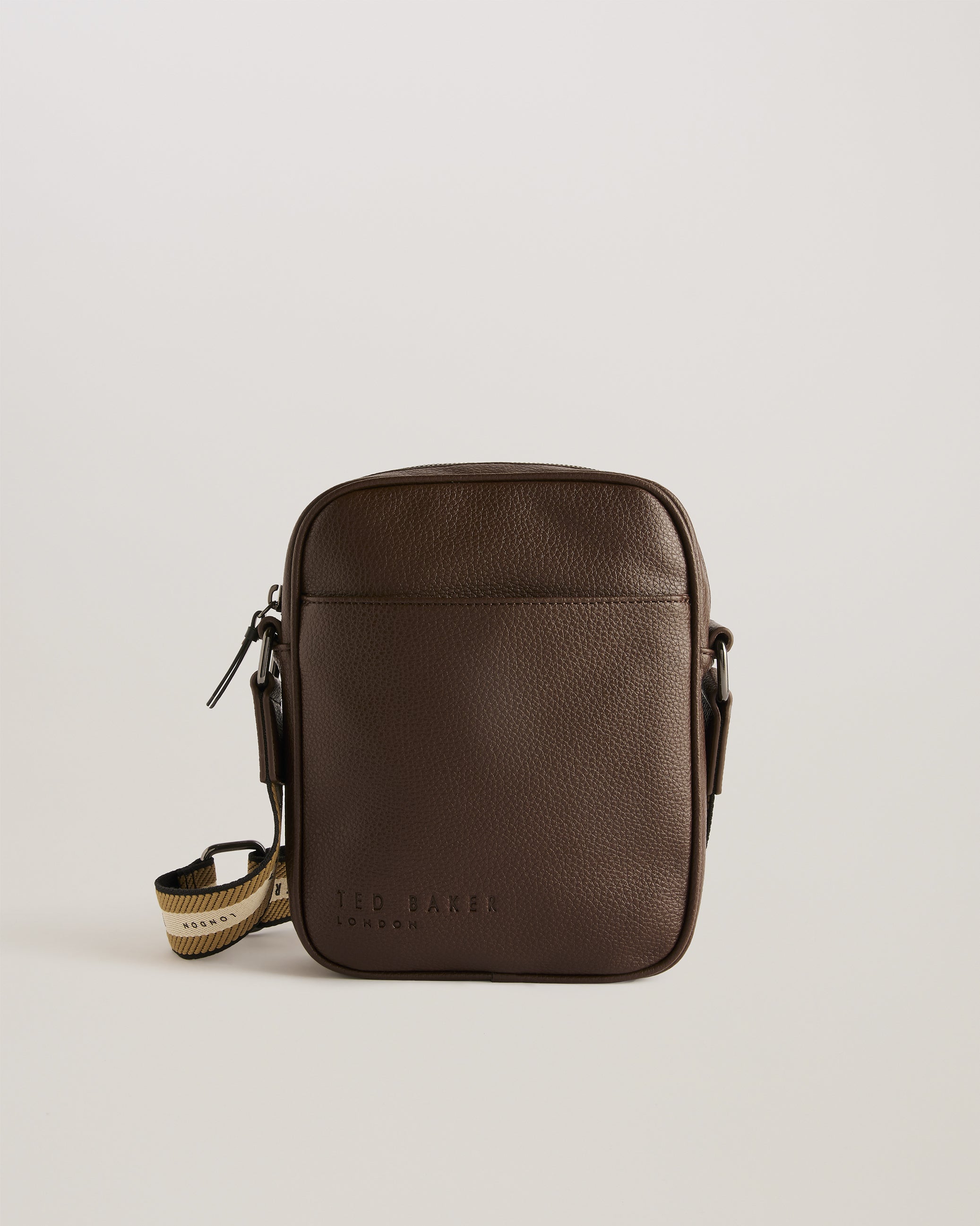Kiian Faux Leather Webbing Crossbody Bag Brn-Choc