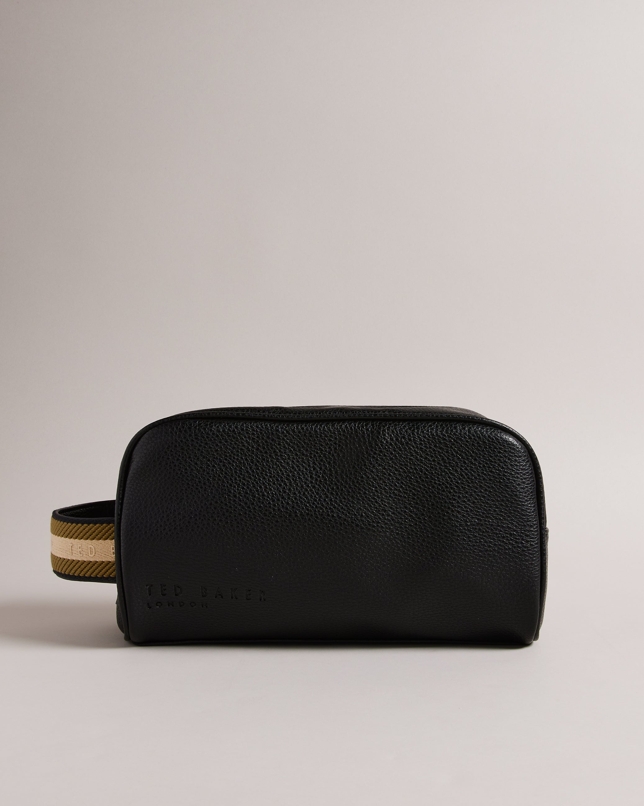 Kaiiro Faux Leather Webbing Washbag Black