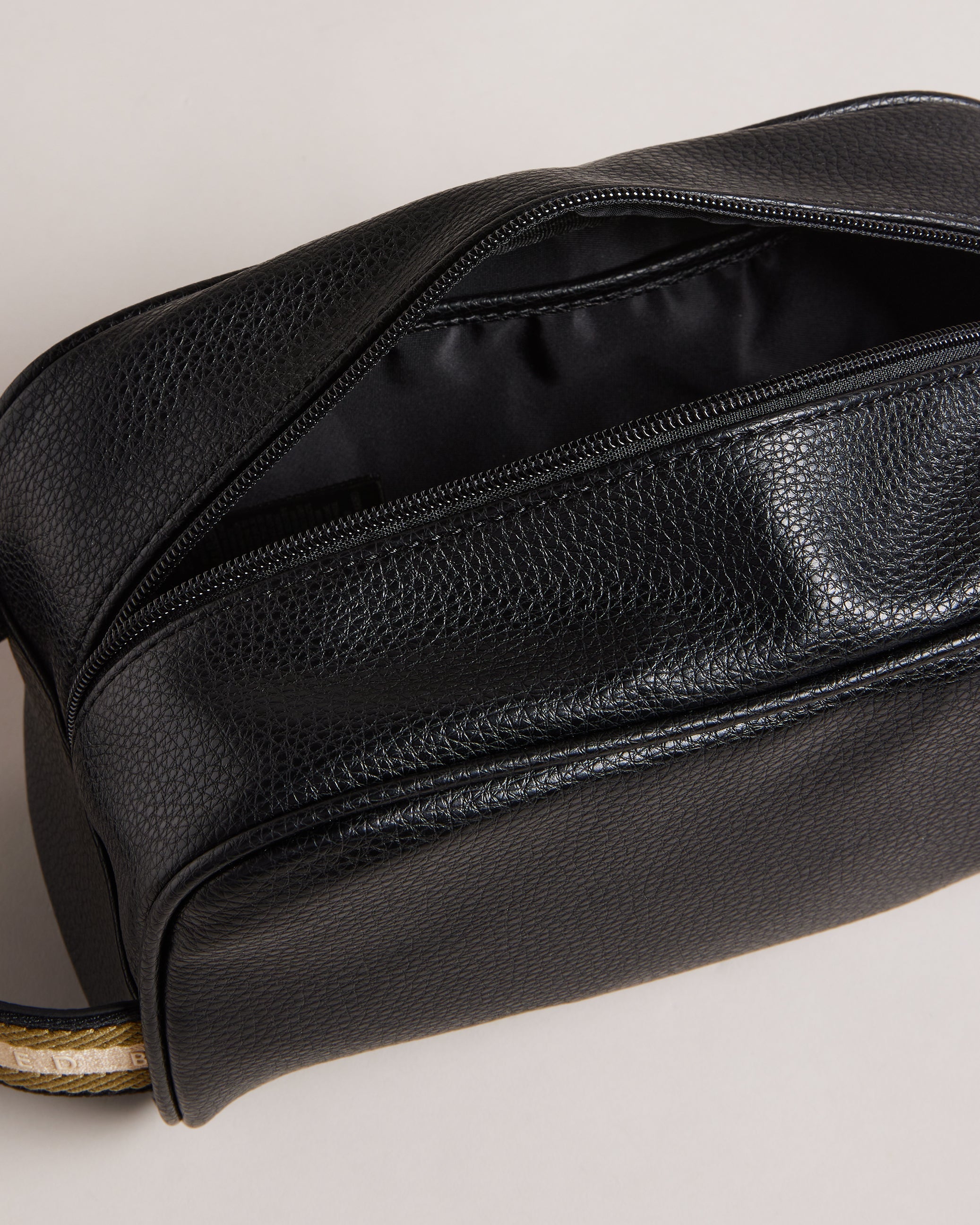 Kaiiro Faux Leather Webbing Washbag Black
