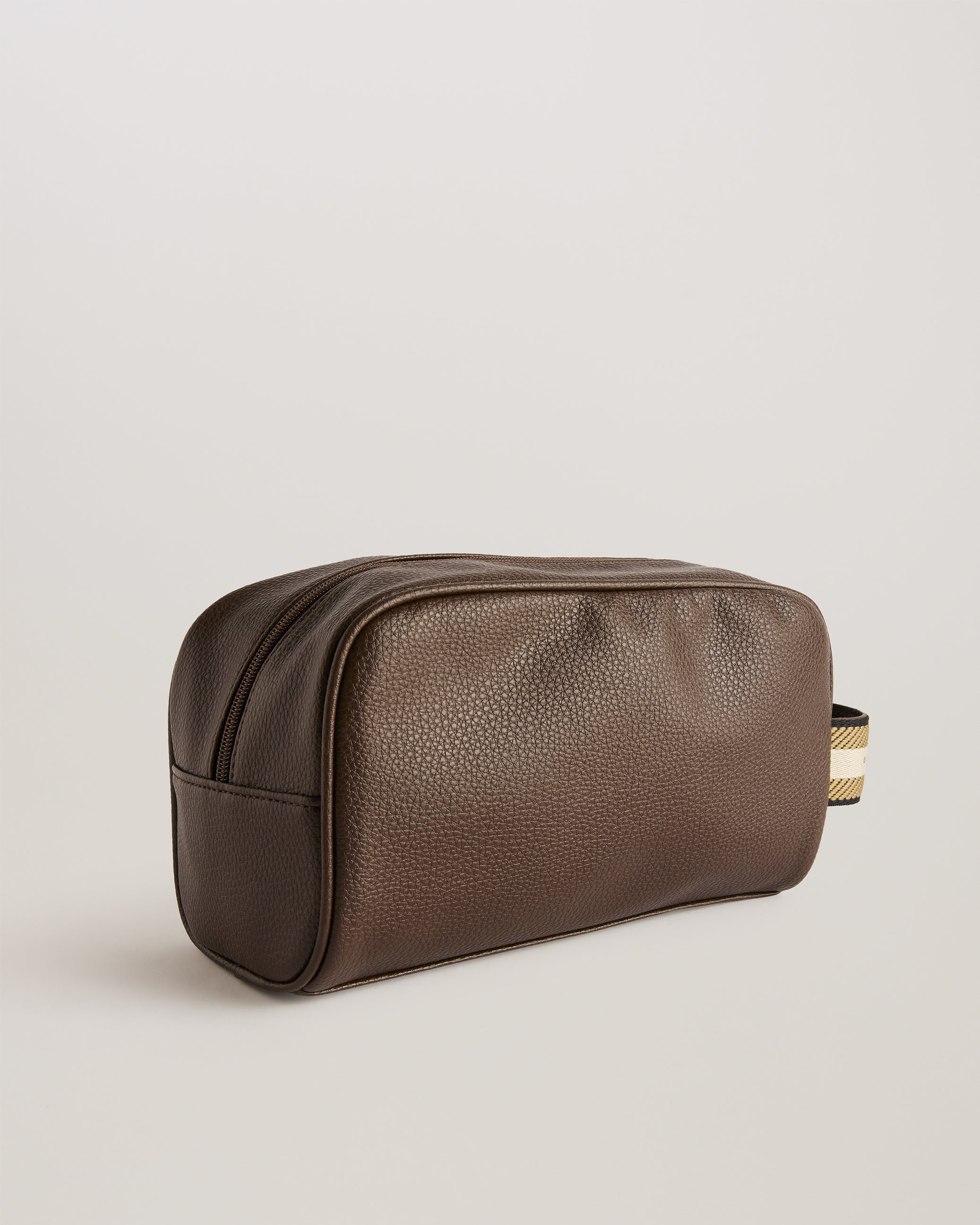 Kaiiro Faux Leather Webbing Washbag Brn-Choc
