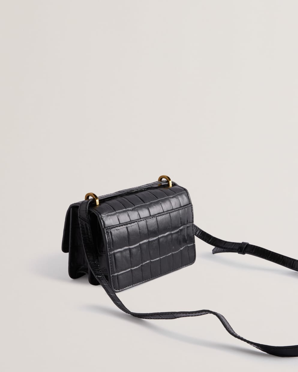 Ssloane Leather Padlock Mini Shoulder Bag Jet-Black
