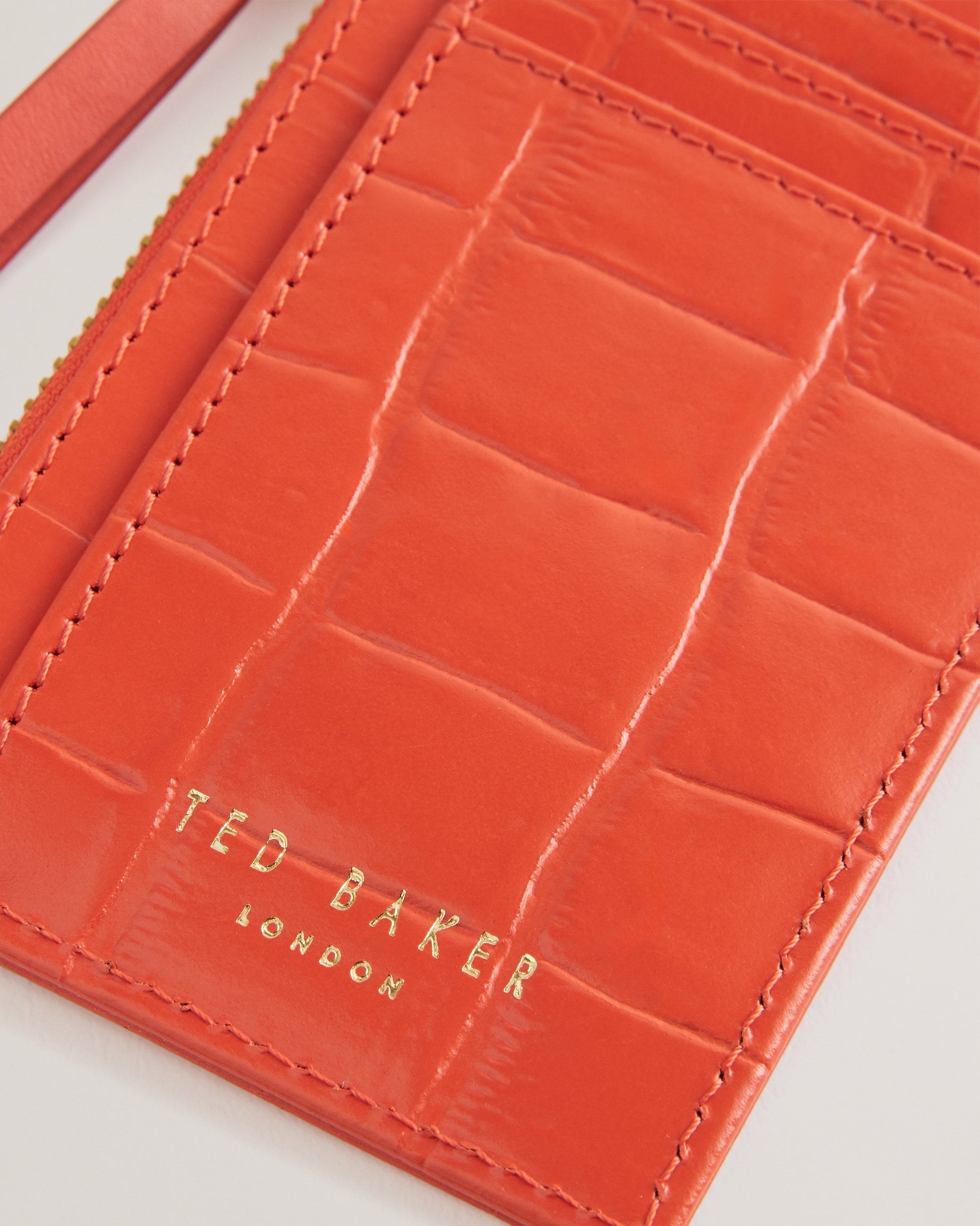 Bromton Padlock Leather Card Holder Red