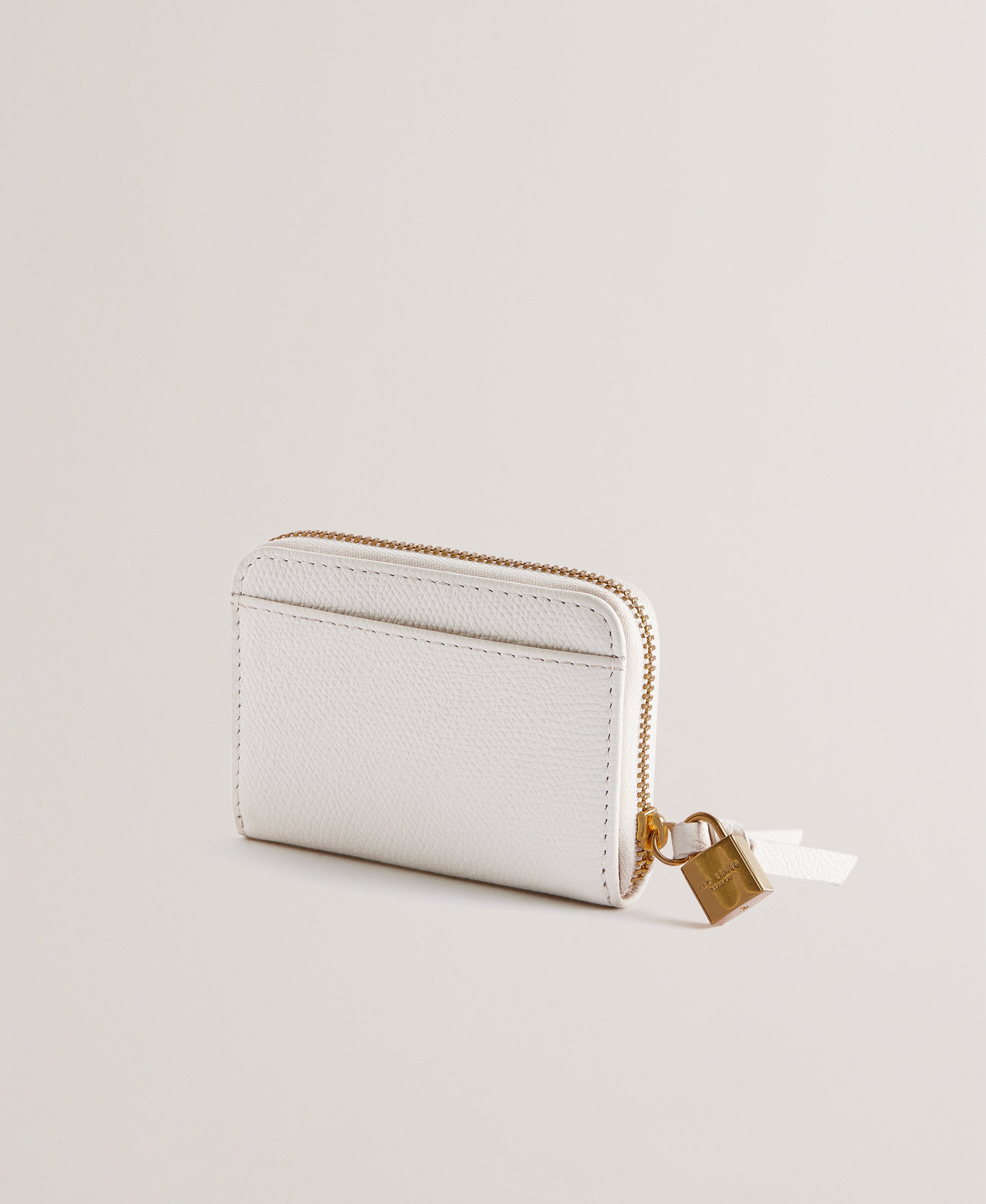 Wesmin Padlock Small Leather Purse Ecru