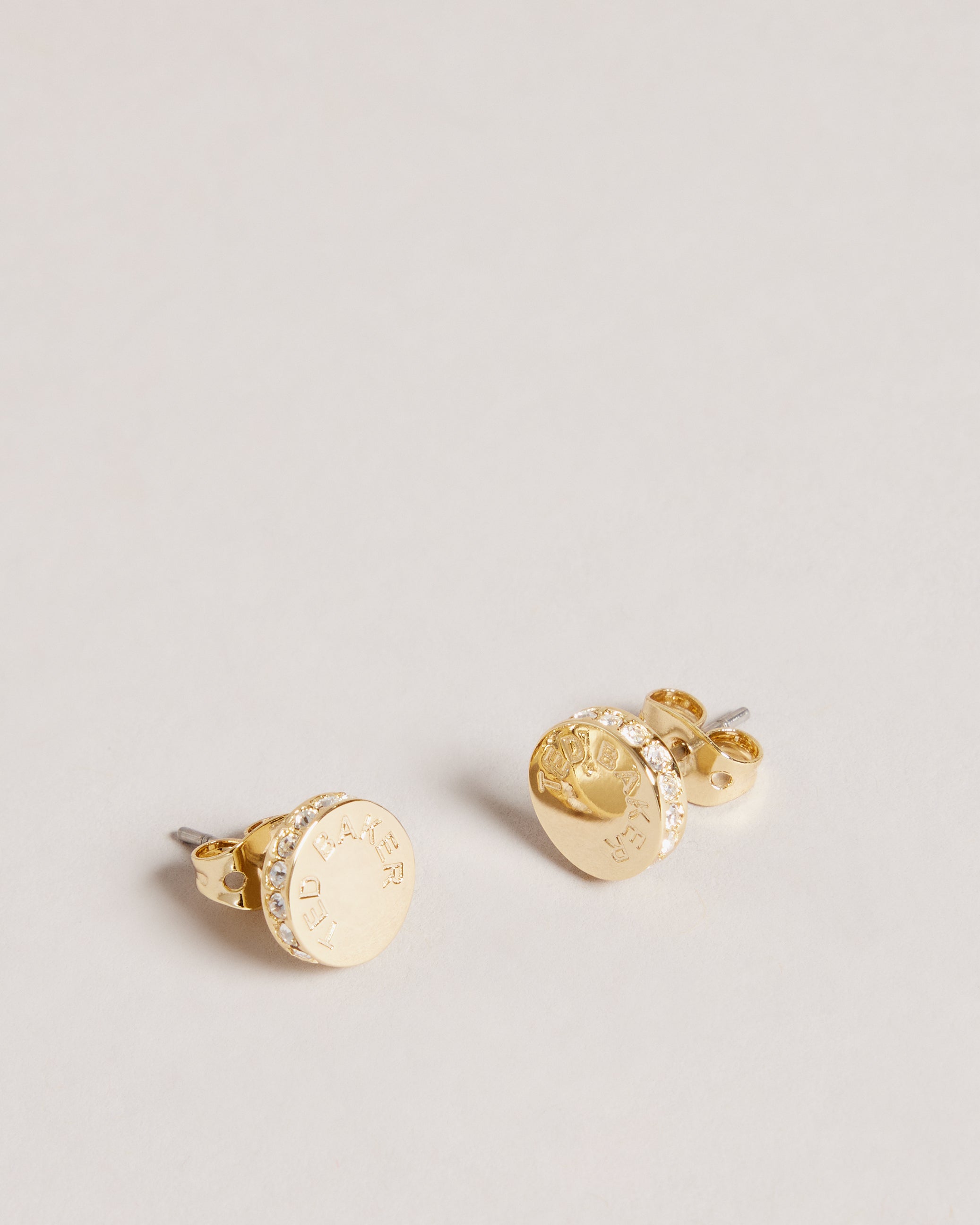 Seesay Tbj3314 Sparkle Dot Logo Stud Earring Gold-Col