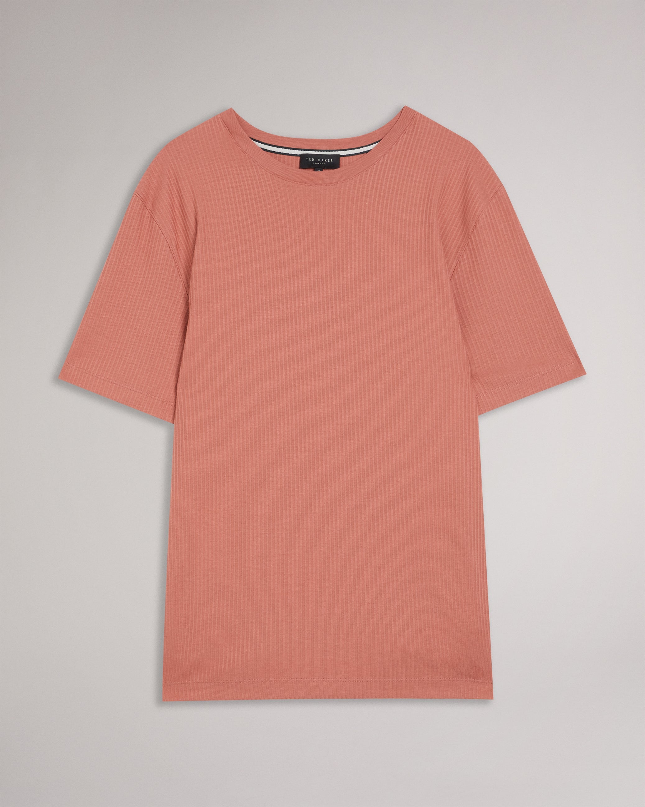 Rakes Textured Regular Fit T-Shirt Mid-Pink