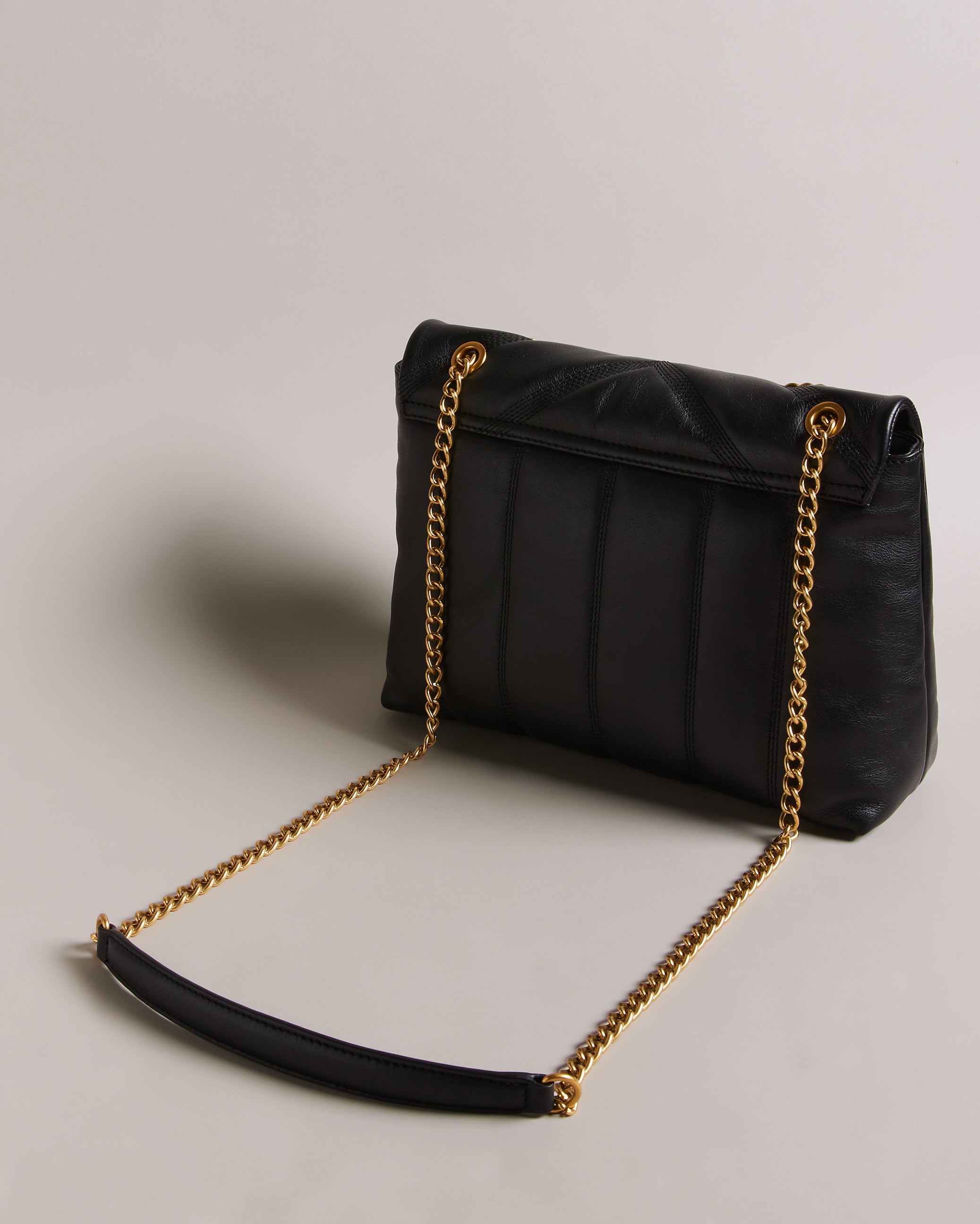 Ayasie Quilted Large Twist Lock Cross Body Bag Black