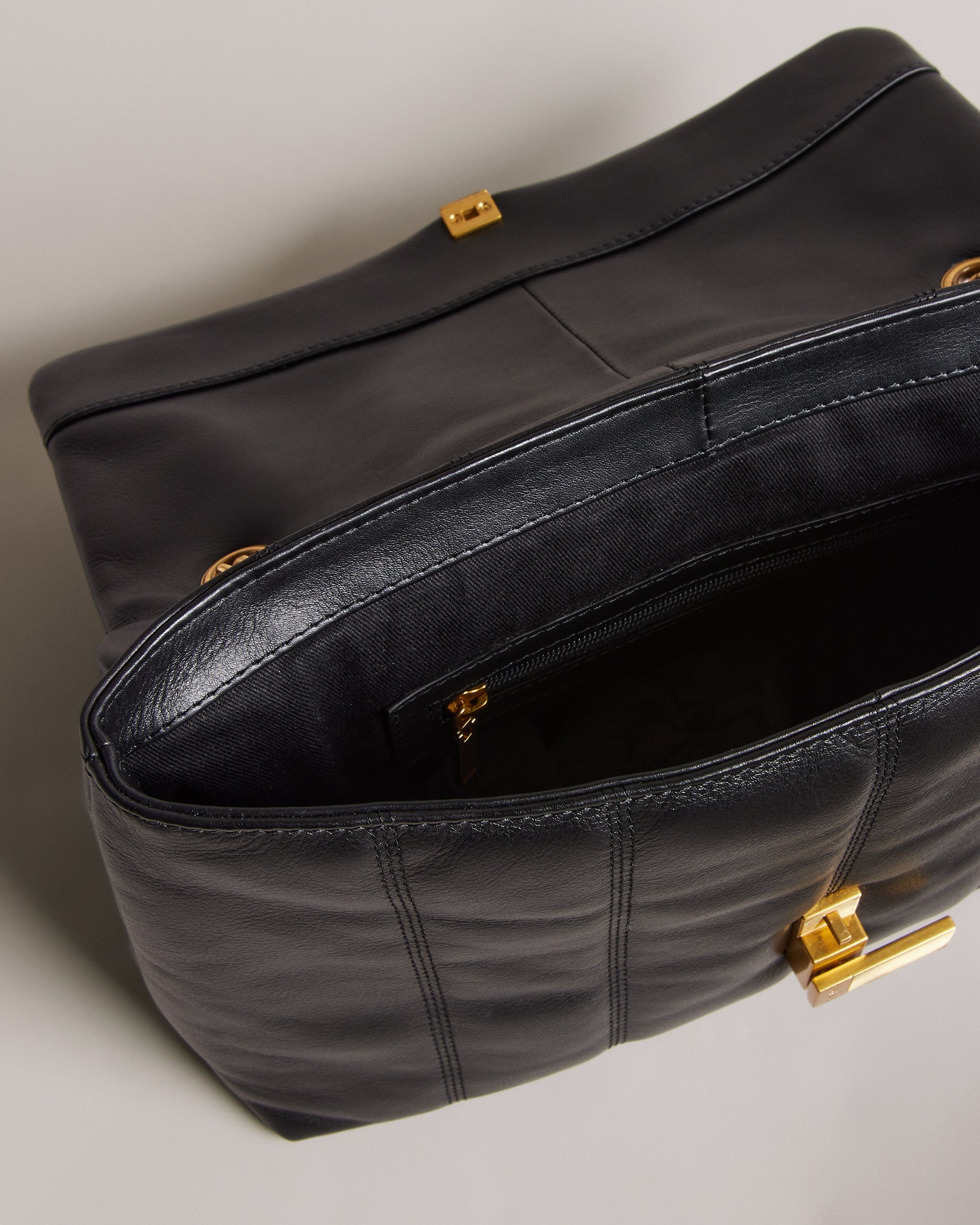 Ayasie Quilted Large Twist Lock Cross Body Bag Black