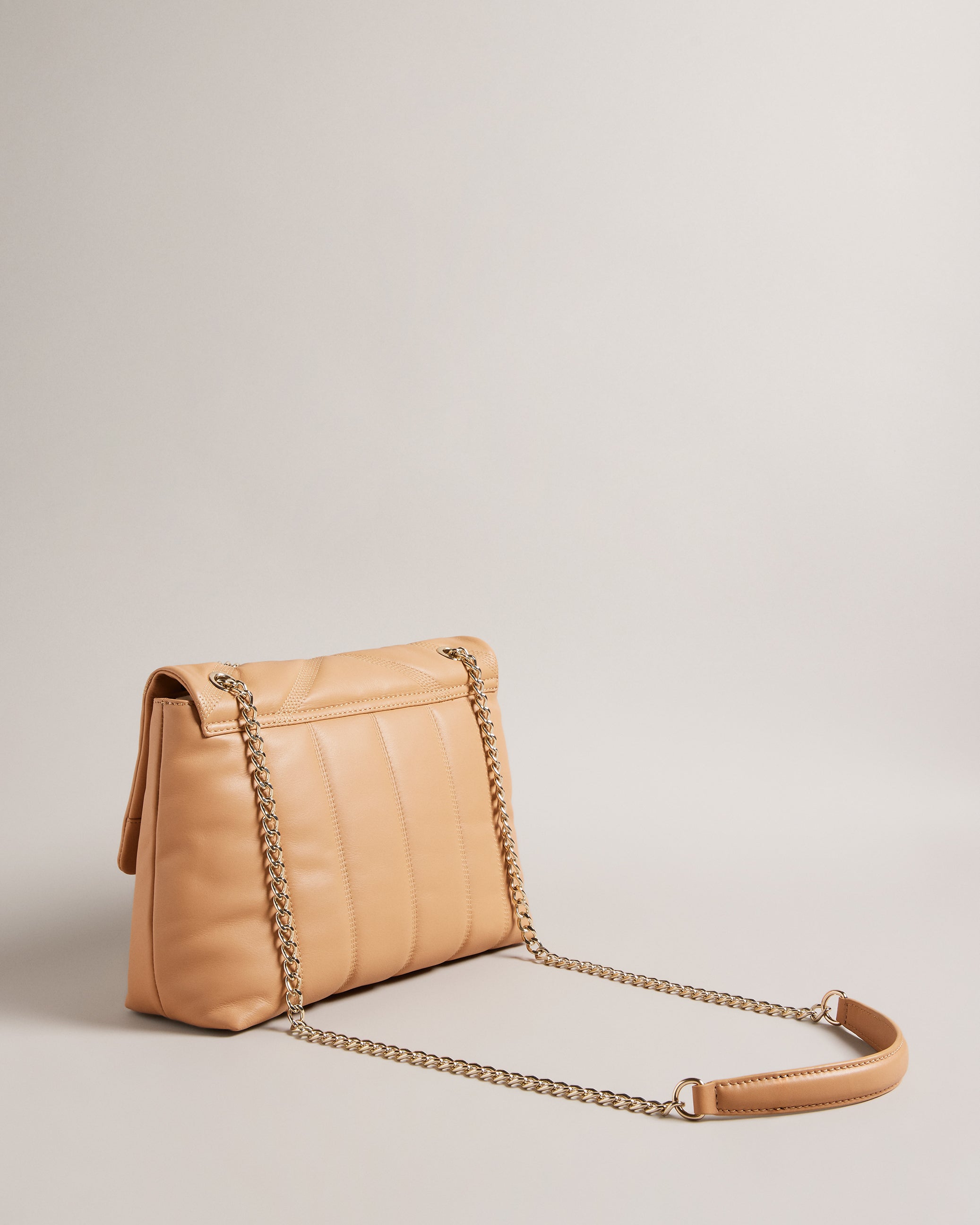 Ayasie Leather Puffer Crossbody Bag Camel