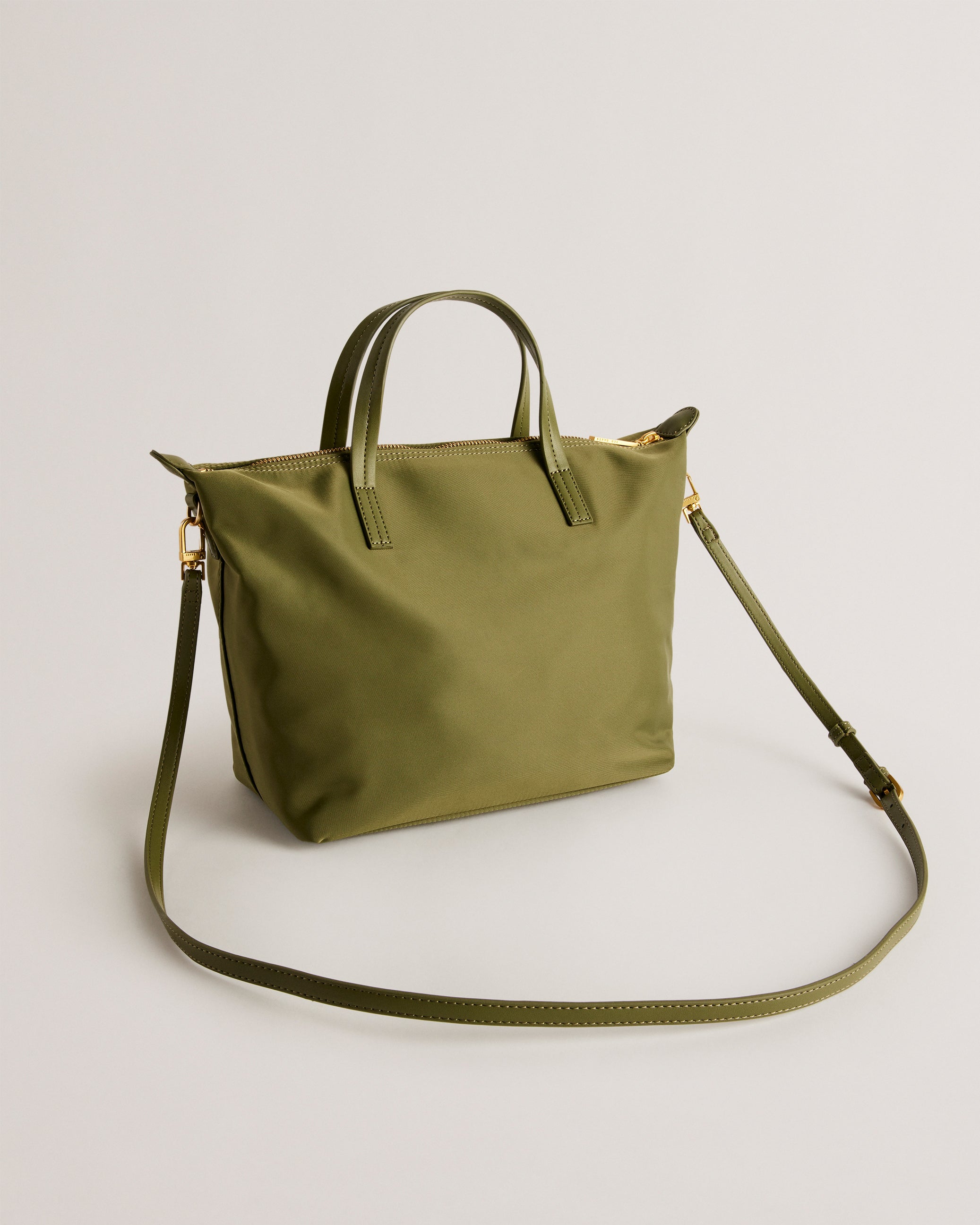 Voyena Nylon Faux Leather Detail Tote Bag Dk-Green
