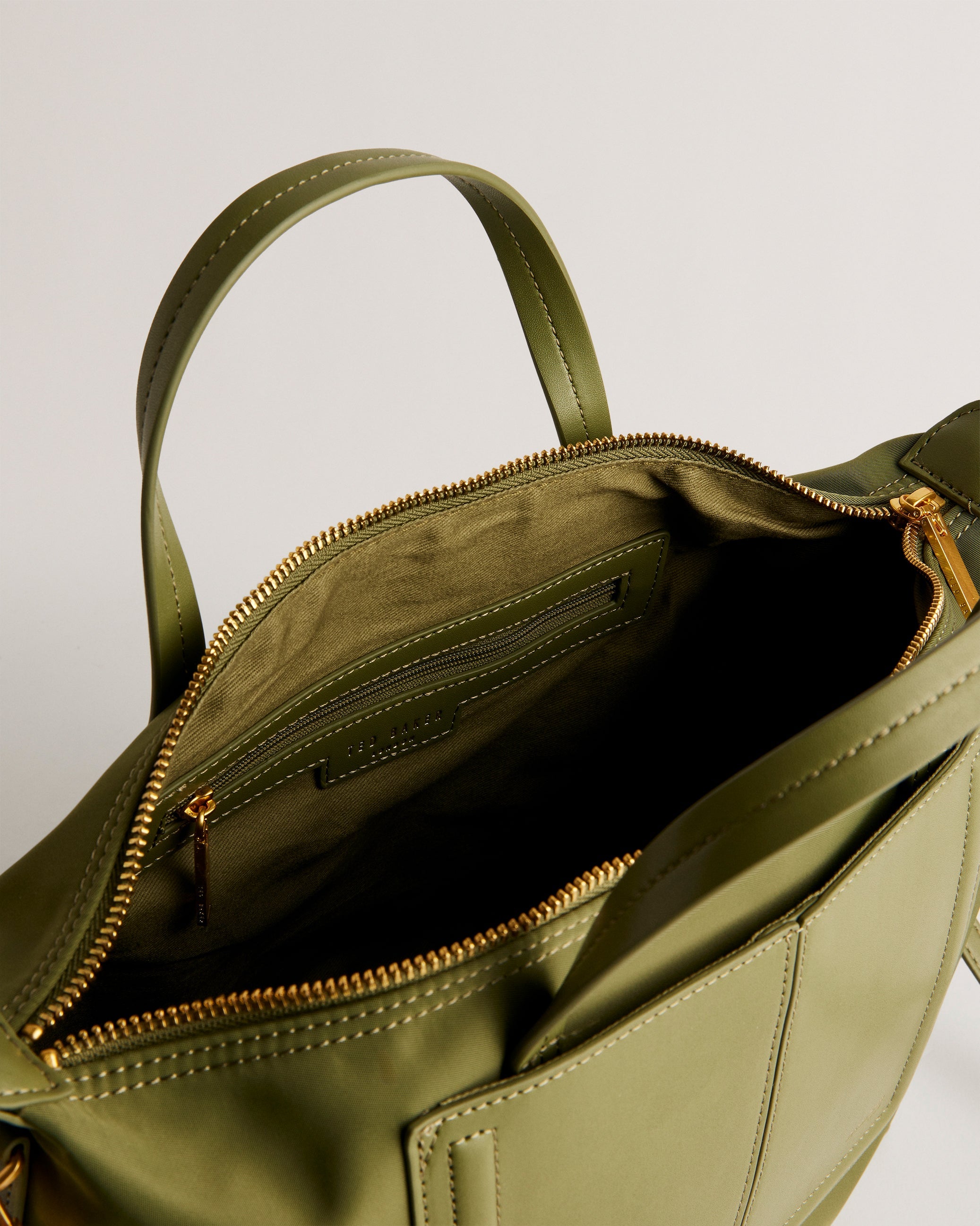 Voyena Nylon Faux Leather Detail Tote Bag Dk-Green