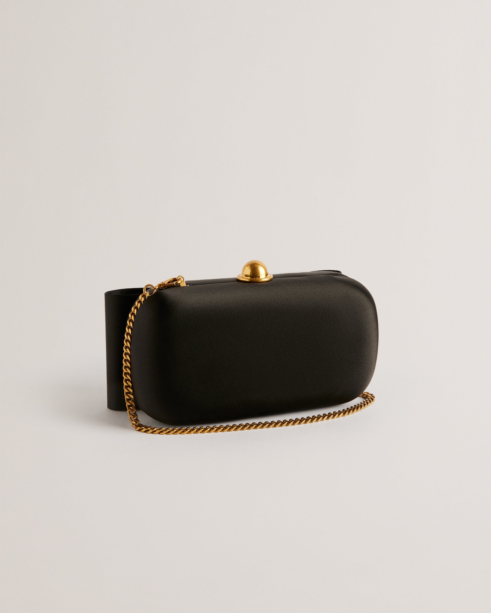 Bowelaa Satin Bow Clutch Bag Black