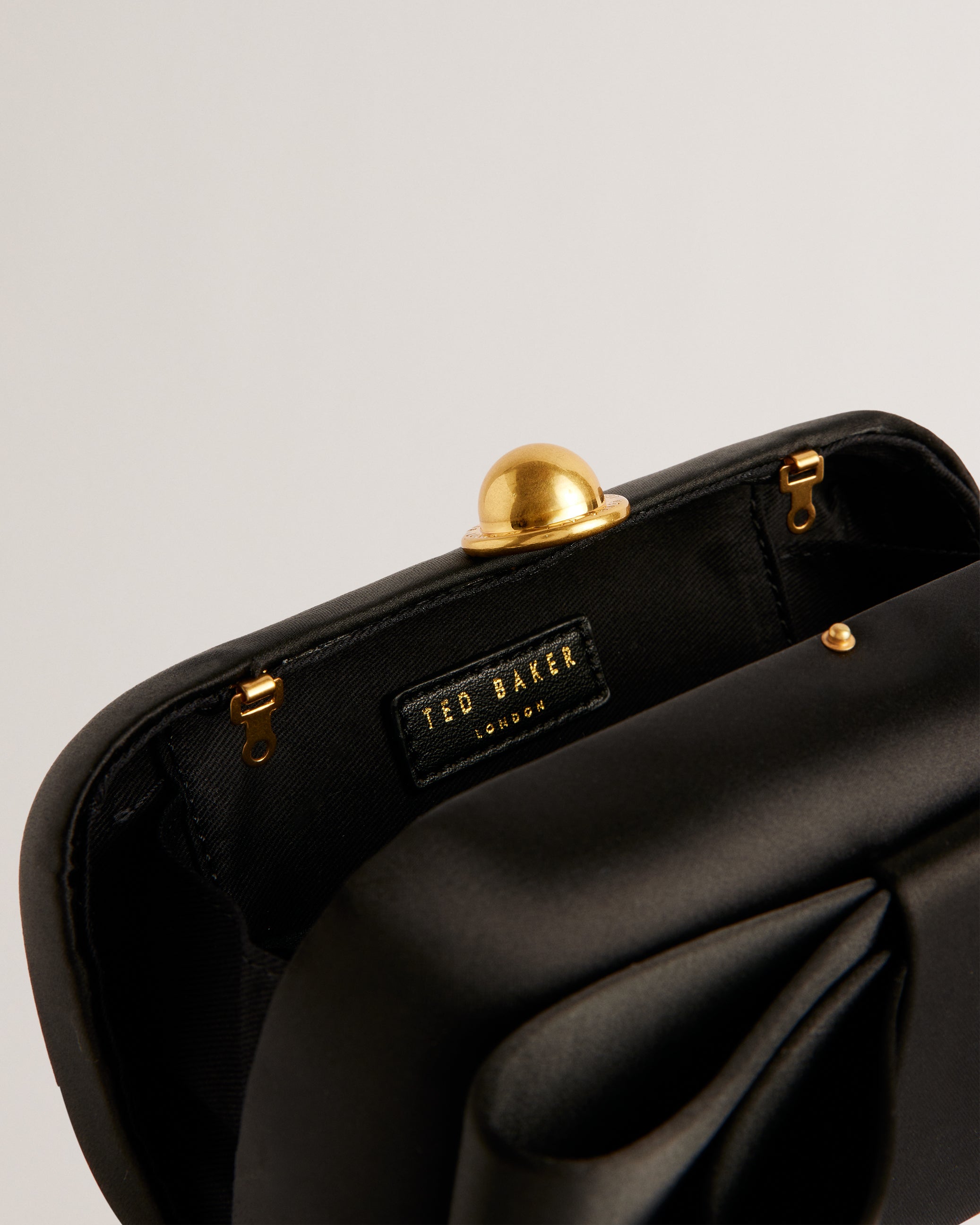 Bowelaa Satin Bow Clutch Bag Black