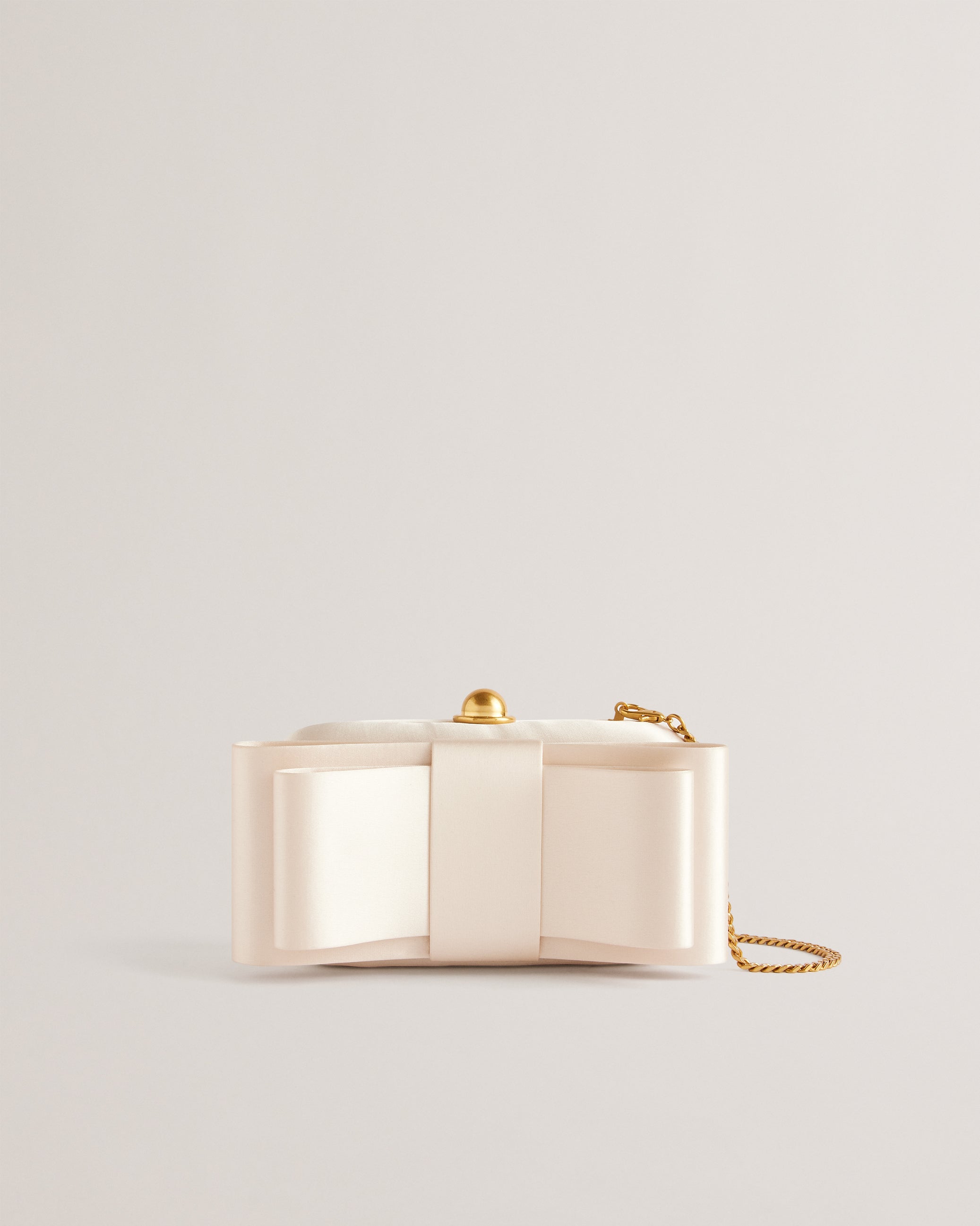 Bowelaa Satin Bow Clutch Bag Ivory