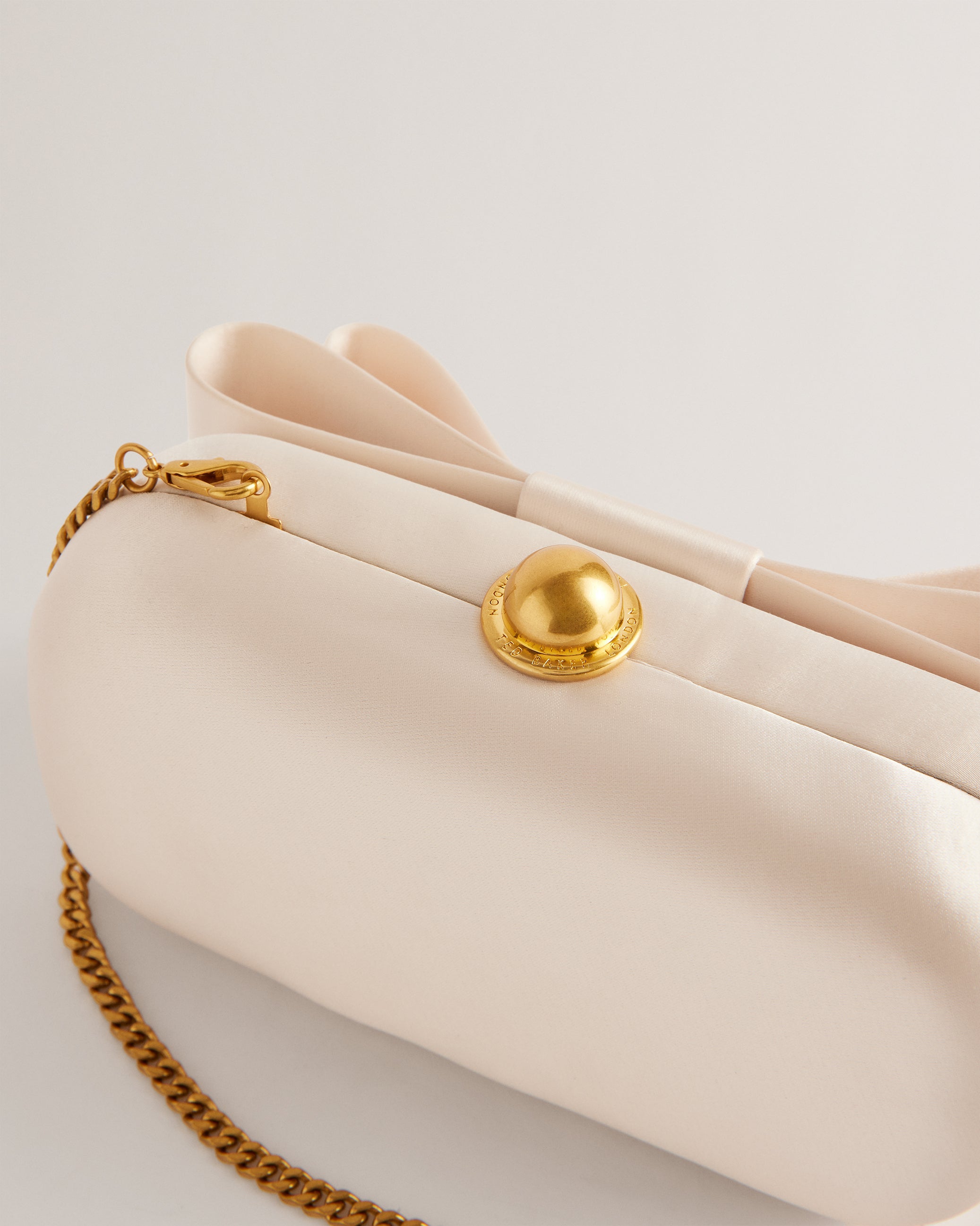 Bowelaa Satin Bow Clutch Bag Ivory